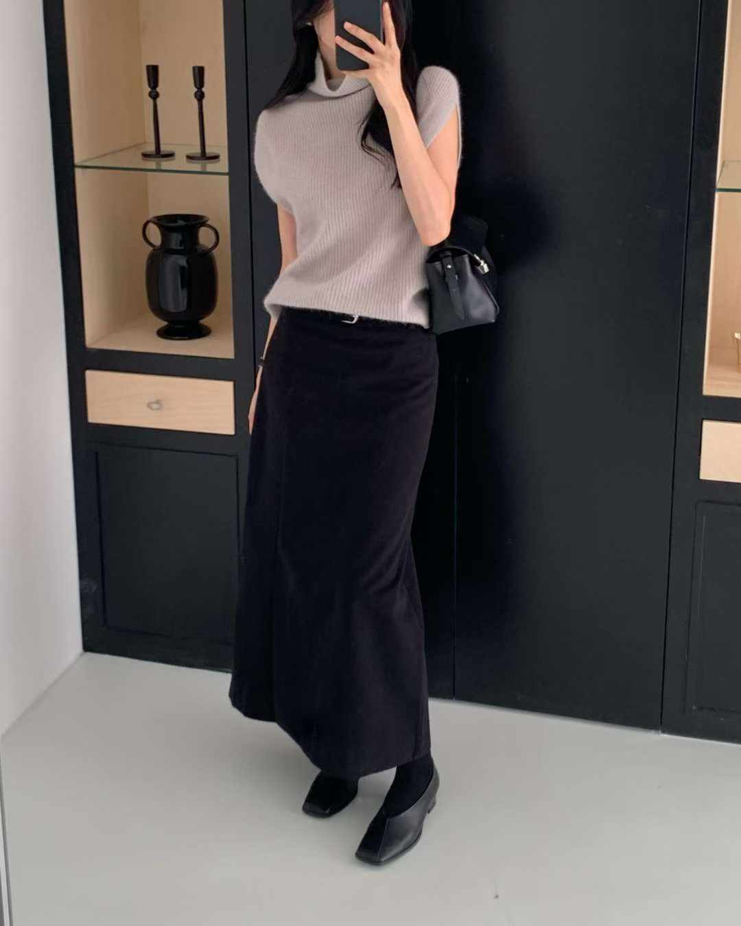 Raccoon turtleneck sleeveless knit-3col
