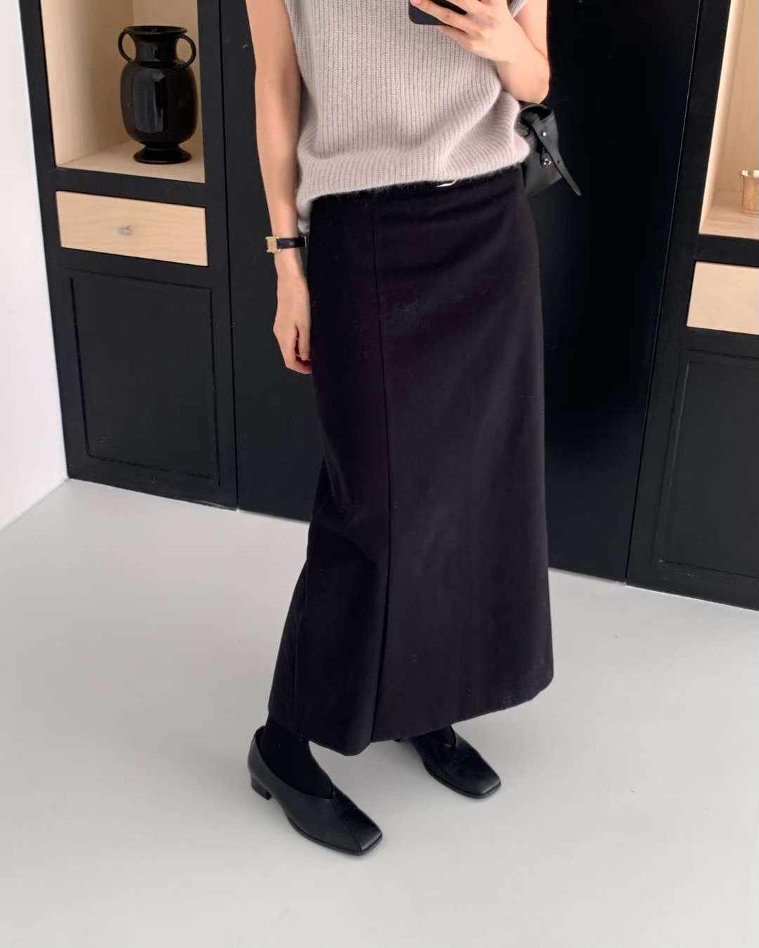 rea peach slit skirt-2col