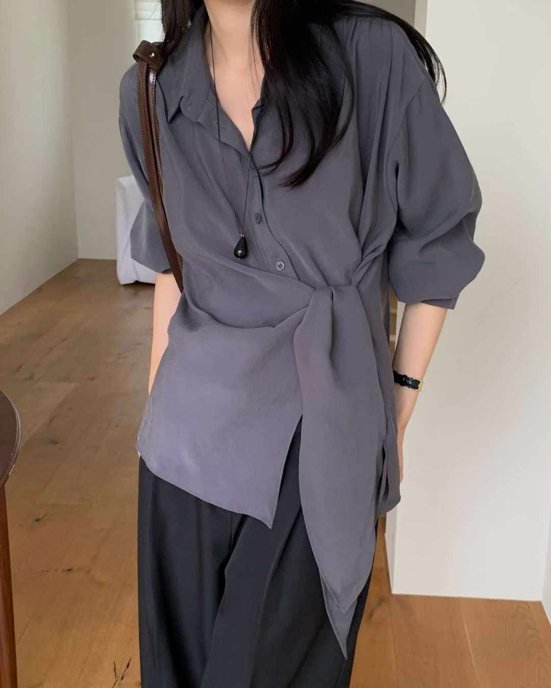 Autumn brin wrap blouse-3col