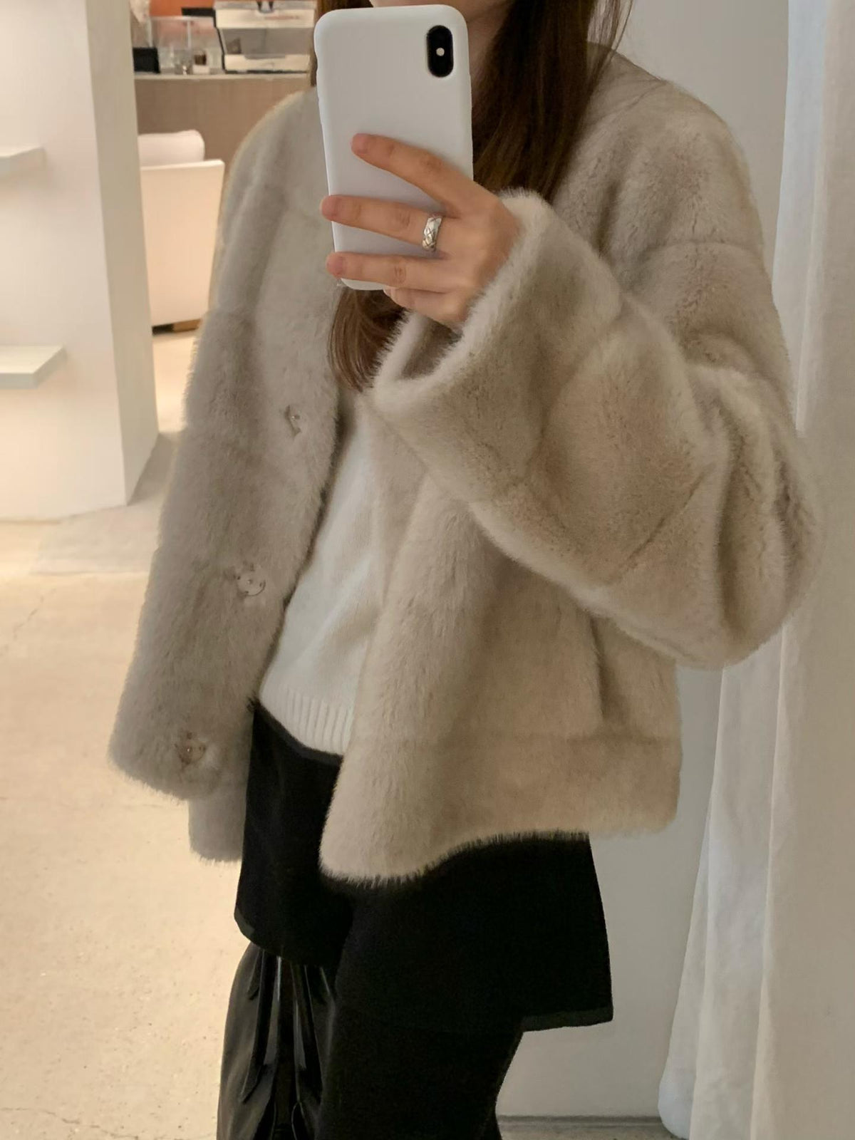 Ounce sage mink fur jk
