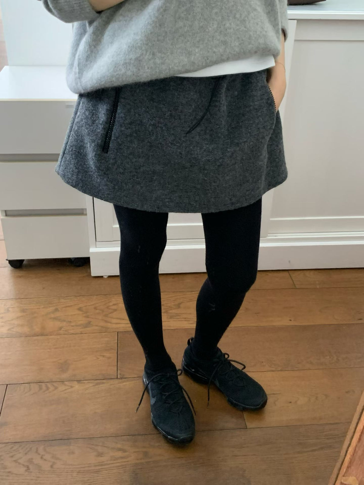Ounce wool bouclé string skirt-2col