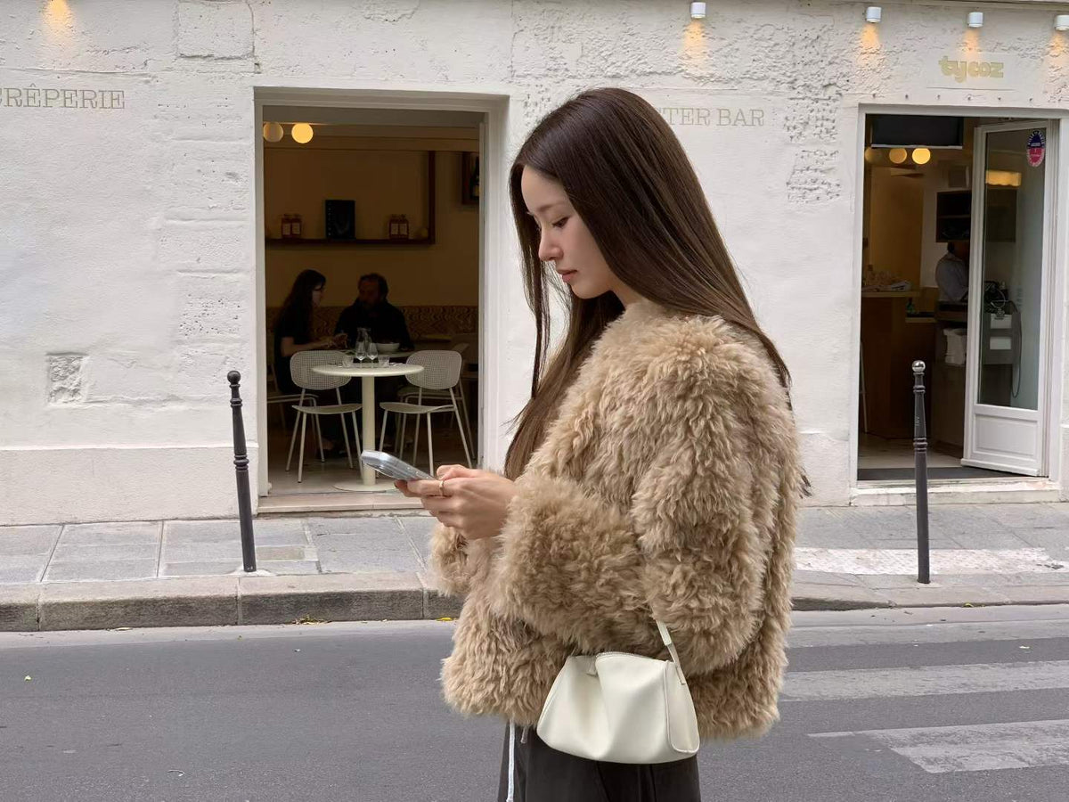 Ounce hairy fur jacket-2col