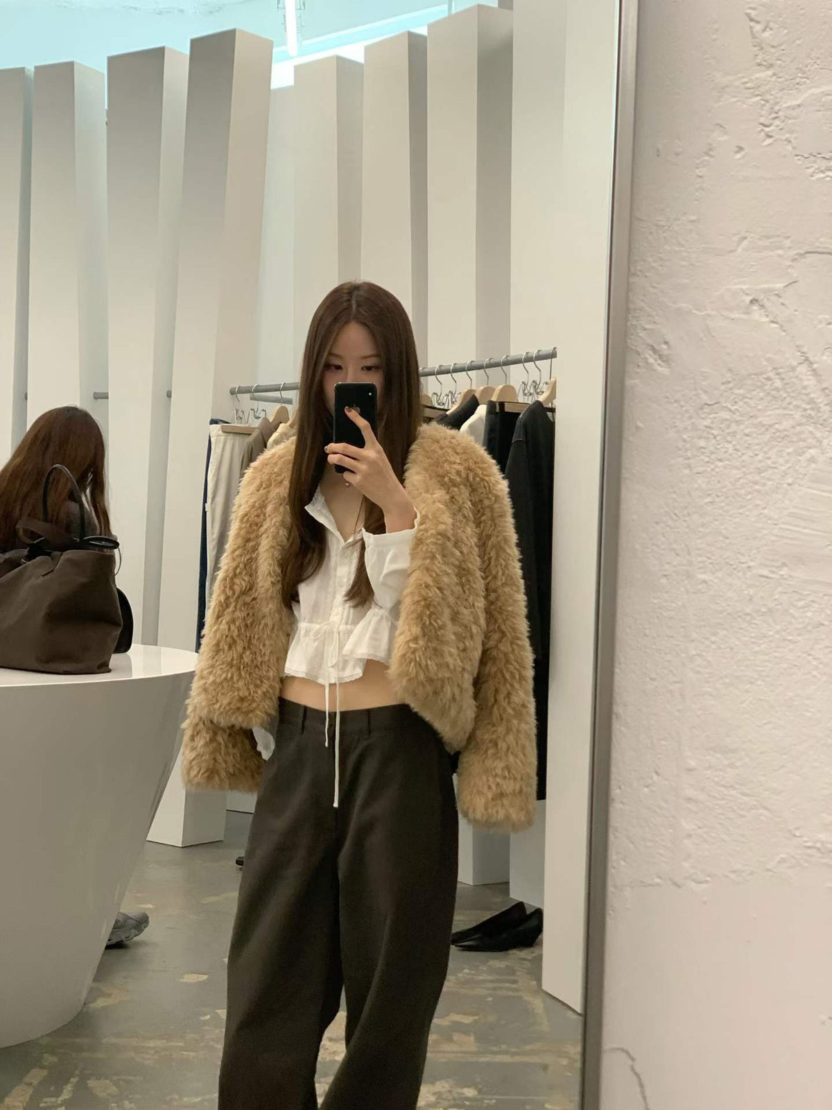 Ounce hairy fur jacket-2col