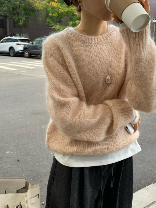 Ounce romance mohair round knit-2col