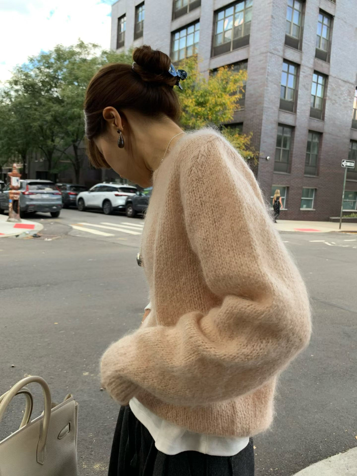 Ounce romance mohair round knit-2col