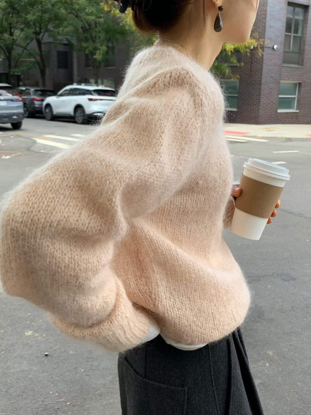 Ounce romance mohair round knit-2col