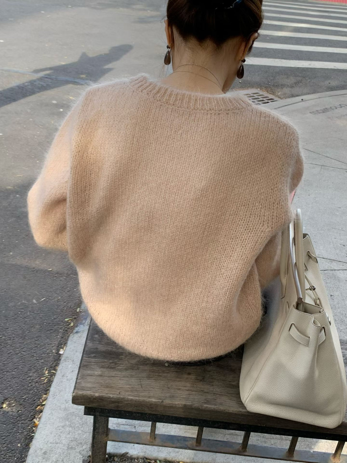 Ounce romance mohair round knit-2col