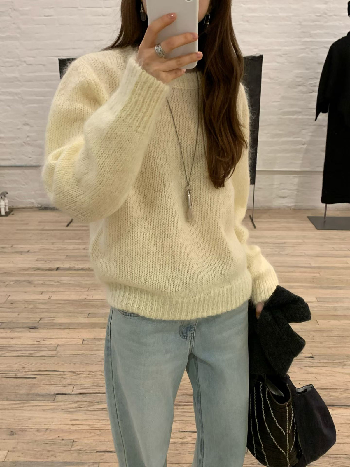 Ounce romance mohair round knit-2col