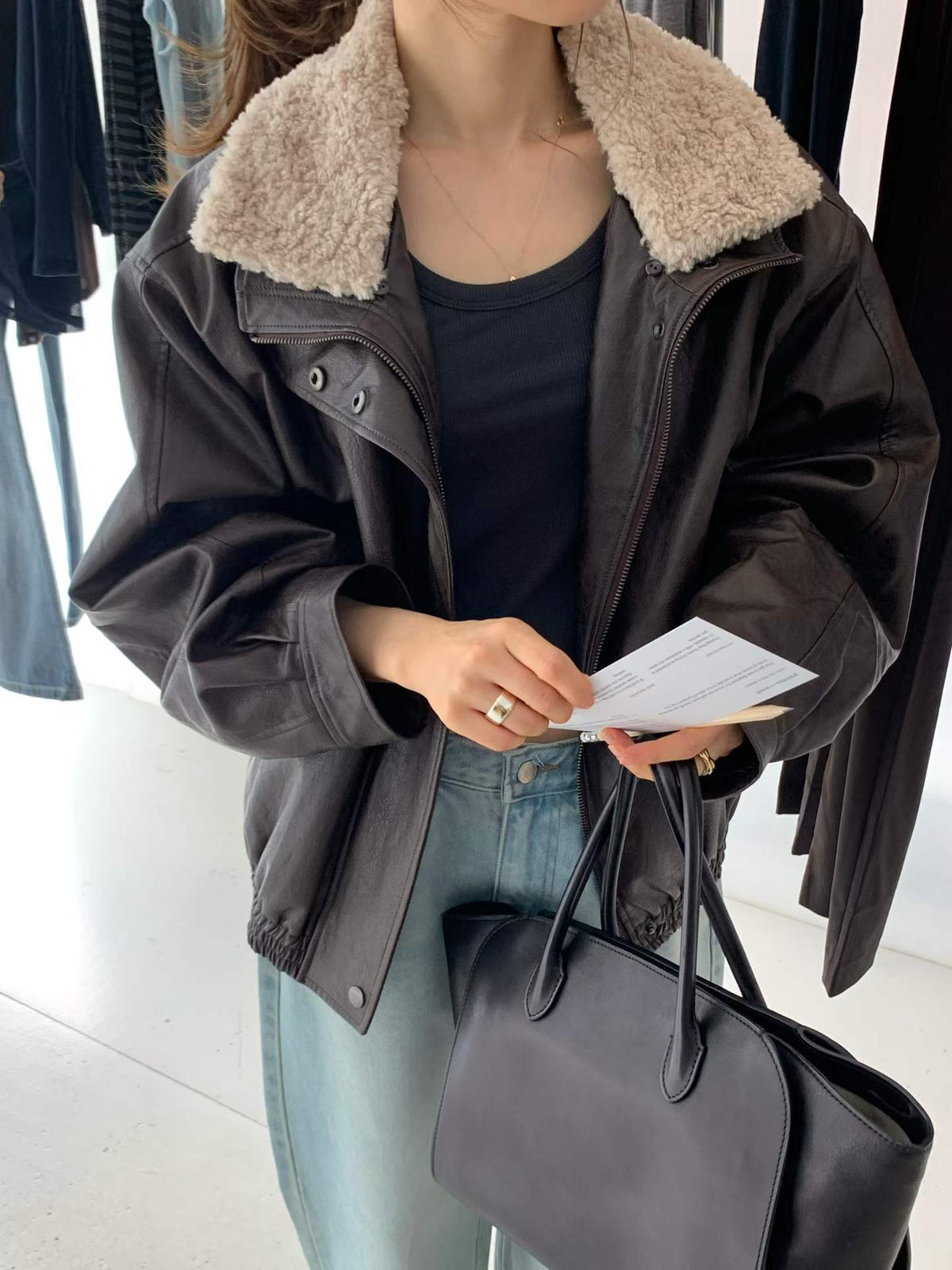 Ounce chloe leather jumper-2col