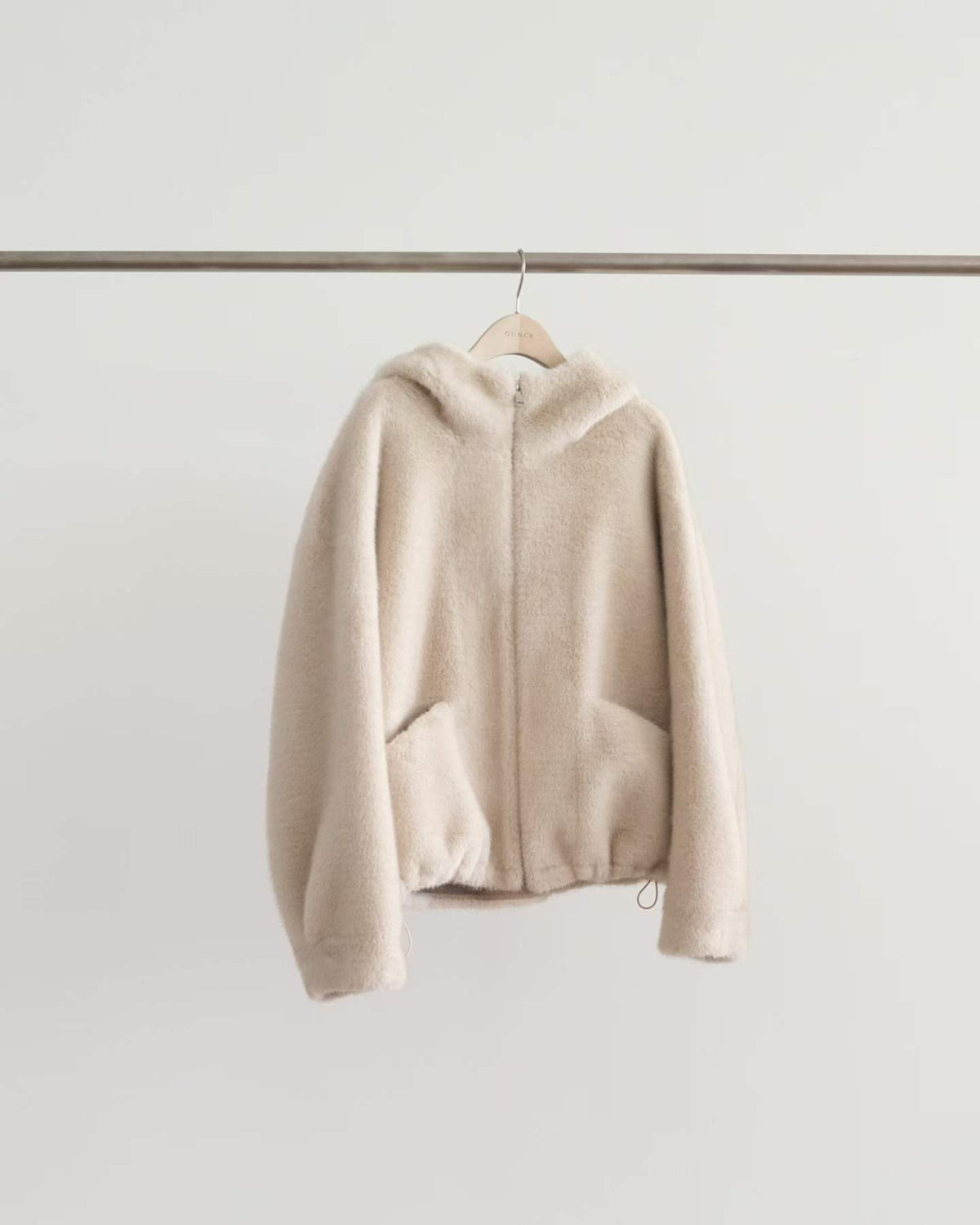 Ounce mink hooded fur zipper jacket
