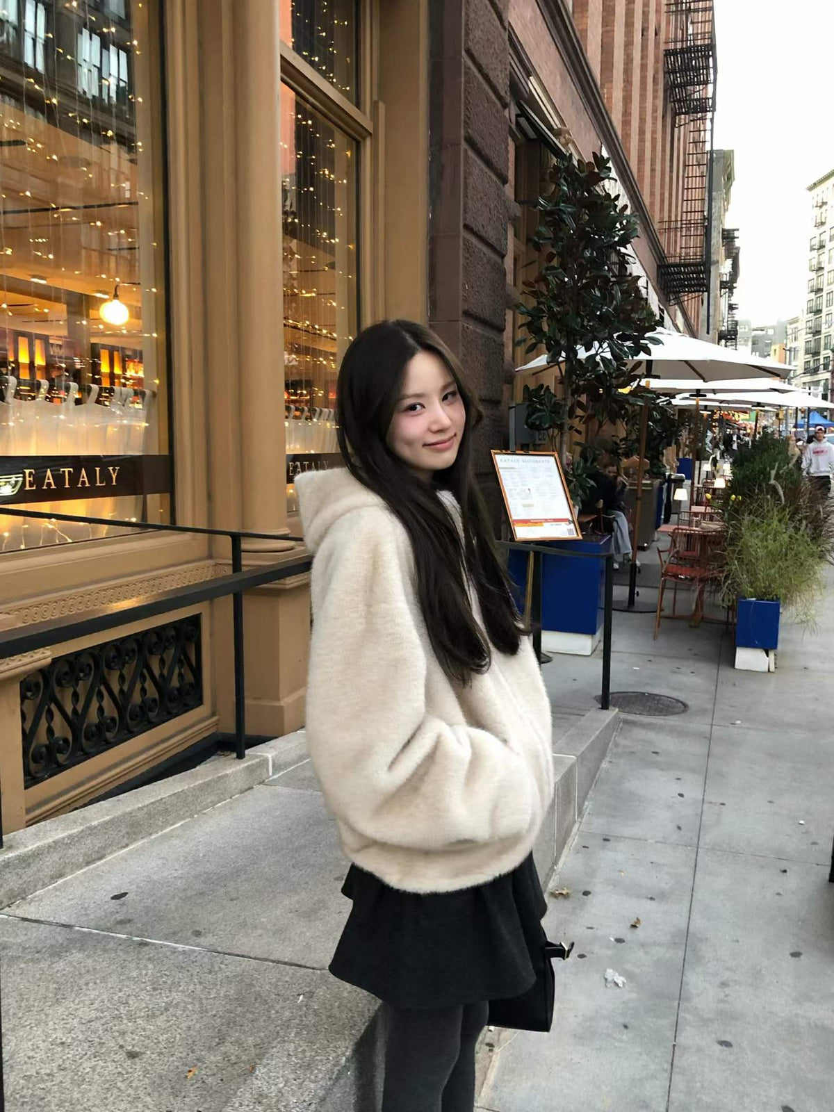 Ounce mink hooded fur zipper jacket