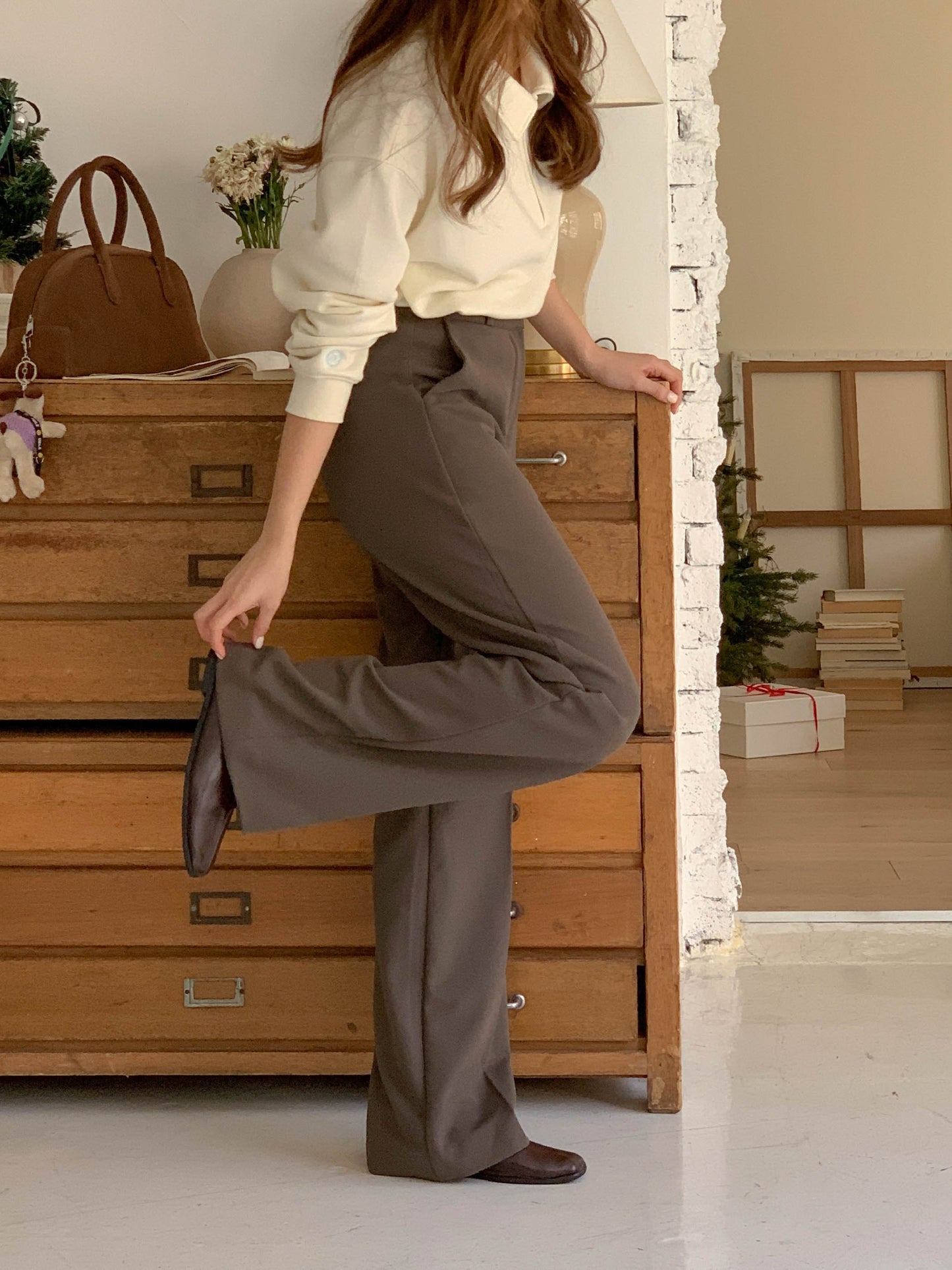 Bootcut gimo slacks-2col/ショート丈あり