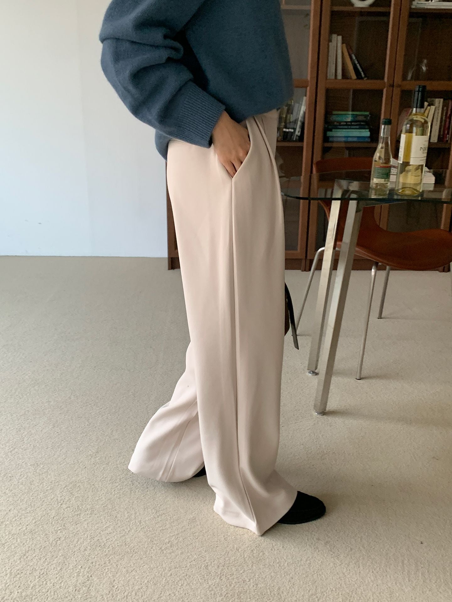 two-pin tuck wide gimo slacks-3col/ショート丈あり