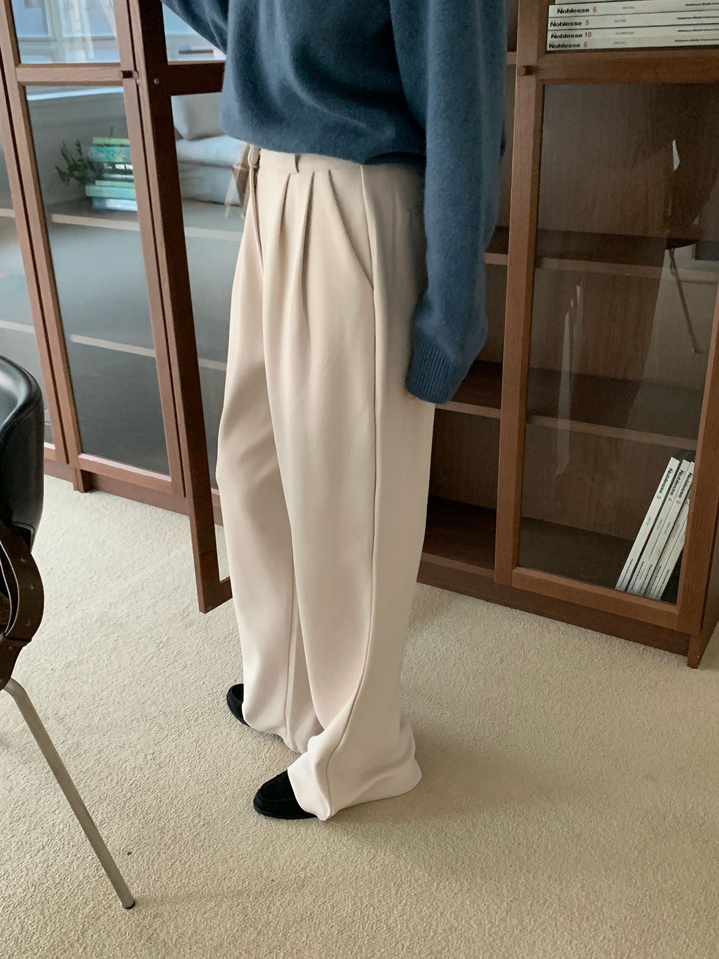 two-pin tuck wide gimo slacks-3col/ショート丈あり