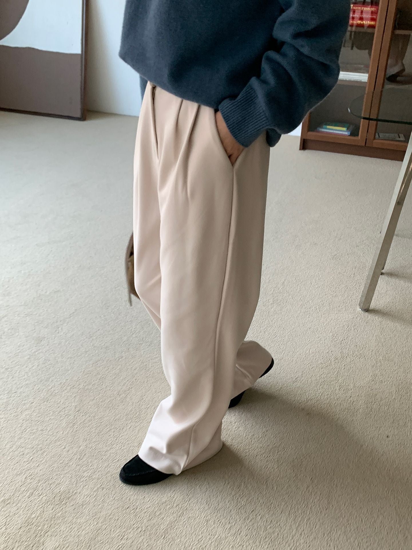 two-pin tuck wide gimo slacks-3col/ショート丈あり