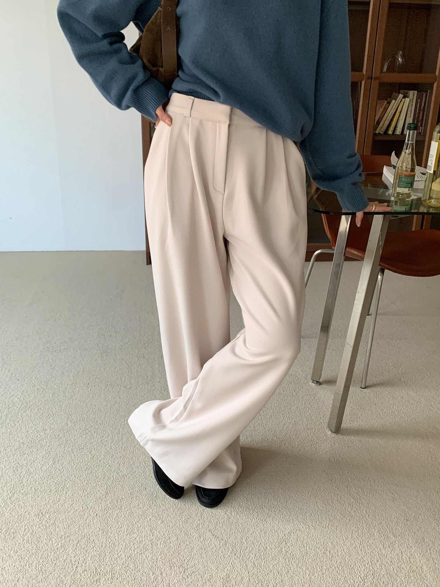 two-pin tuck wide gimo slacks-3col/ショート丈あり