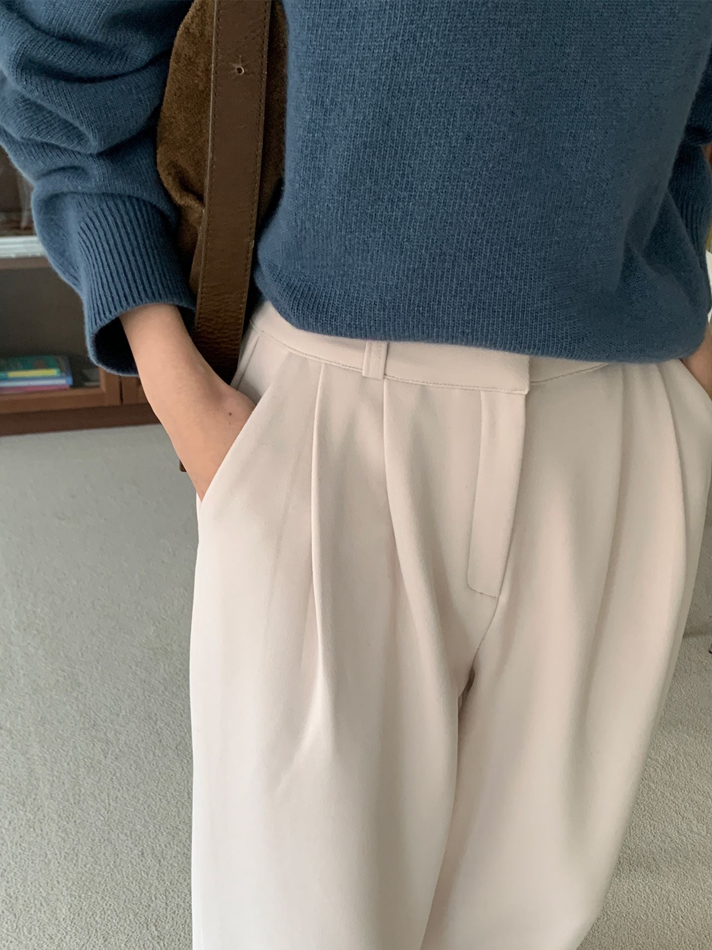 two-pin tuck wide gimo slacks-3col/ショート丈あり