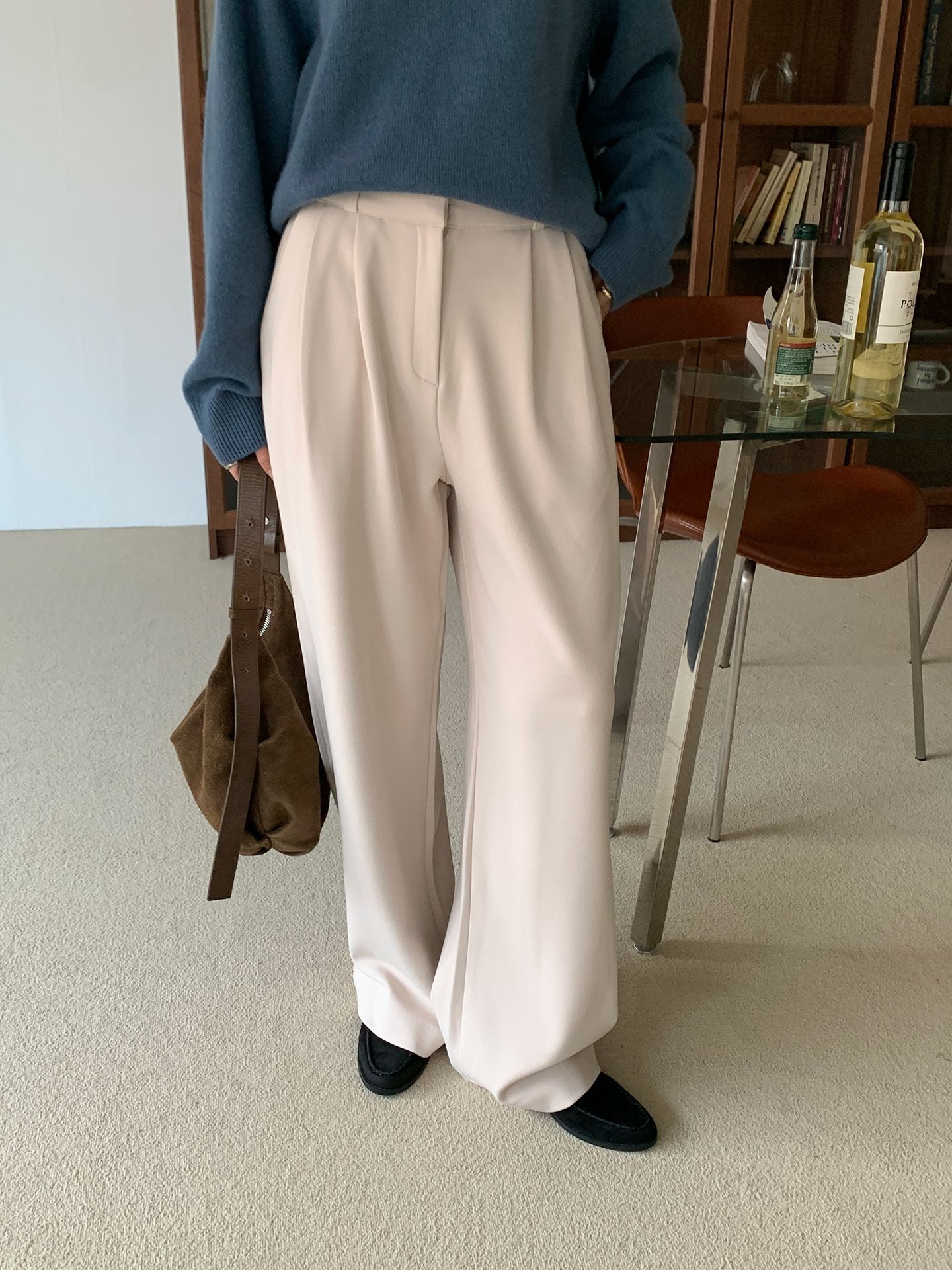 two-pin tuck wide gimo slacks-3col/ショート丈あり