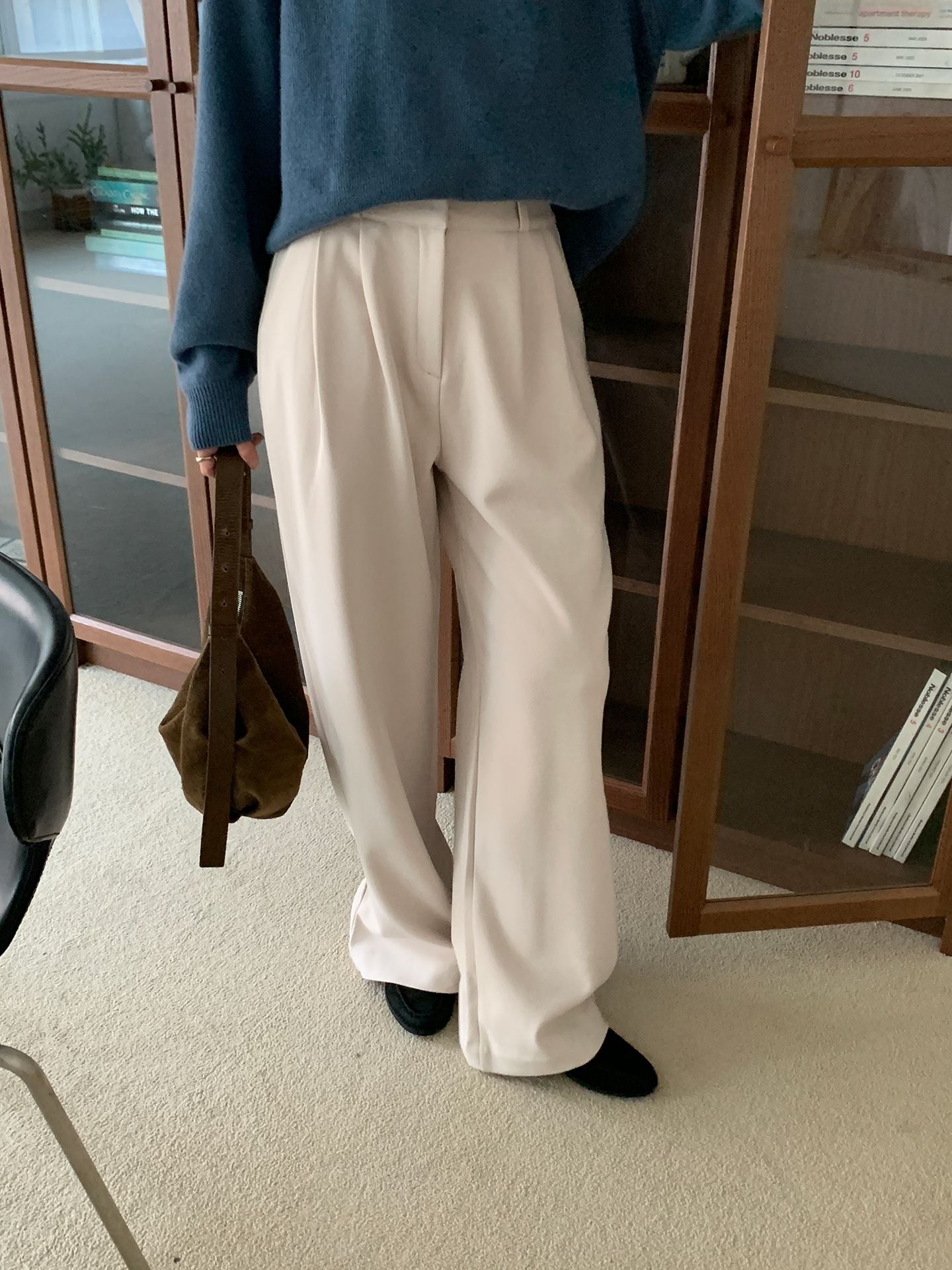 two-pin tuck wide gimo slacks-3col/ショート丈あり