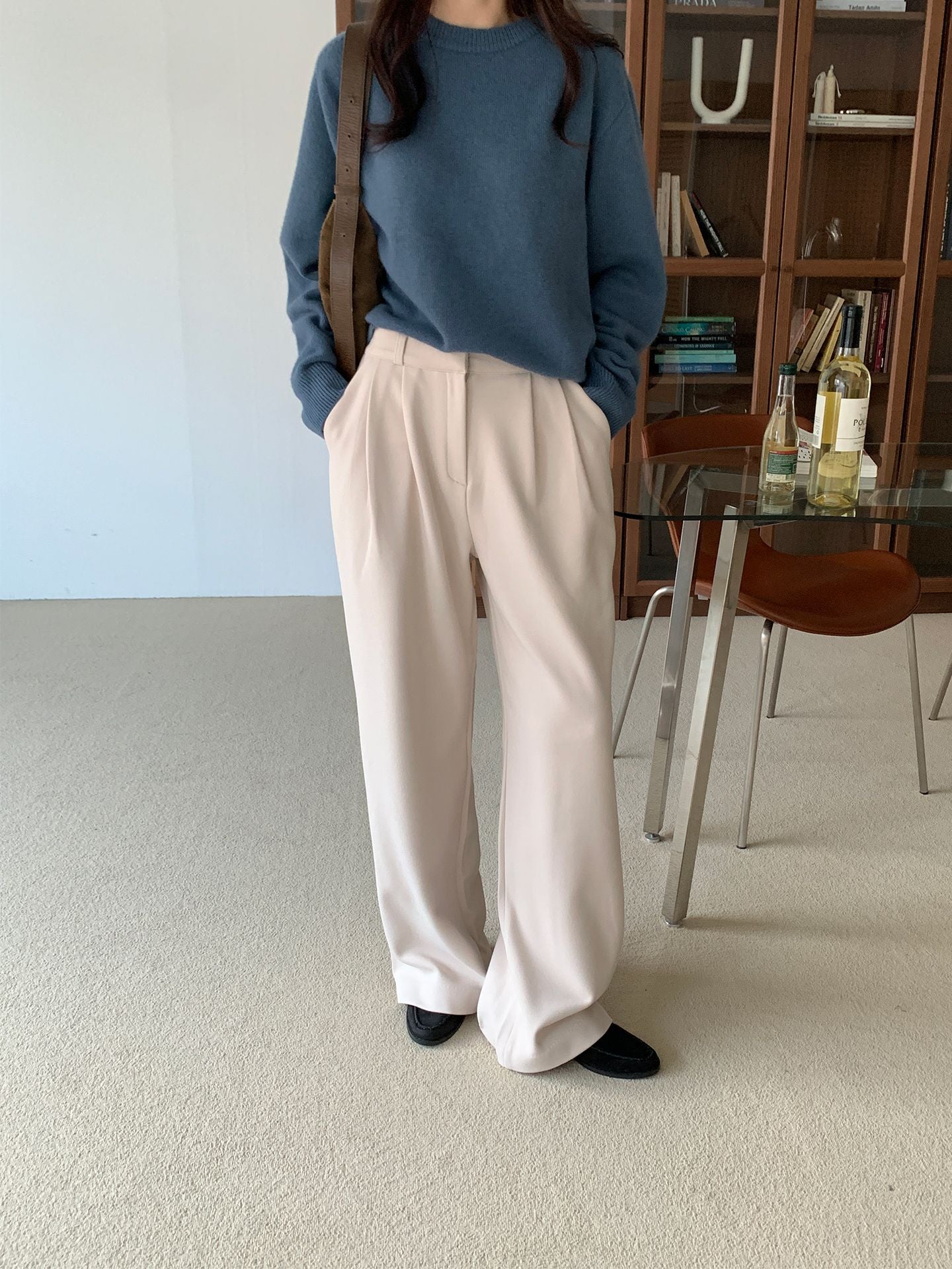 two-pin tuck wide gimo slacks-3col/ショート丈あり