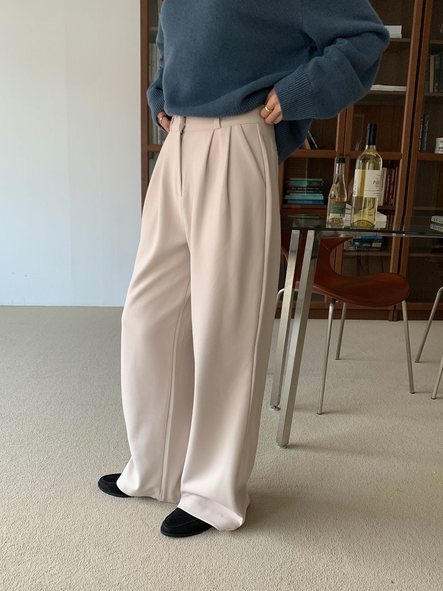 two-pin tuck wide gimo slacks-3col/ショート丈あり