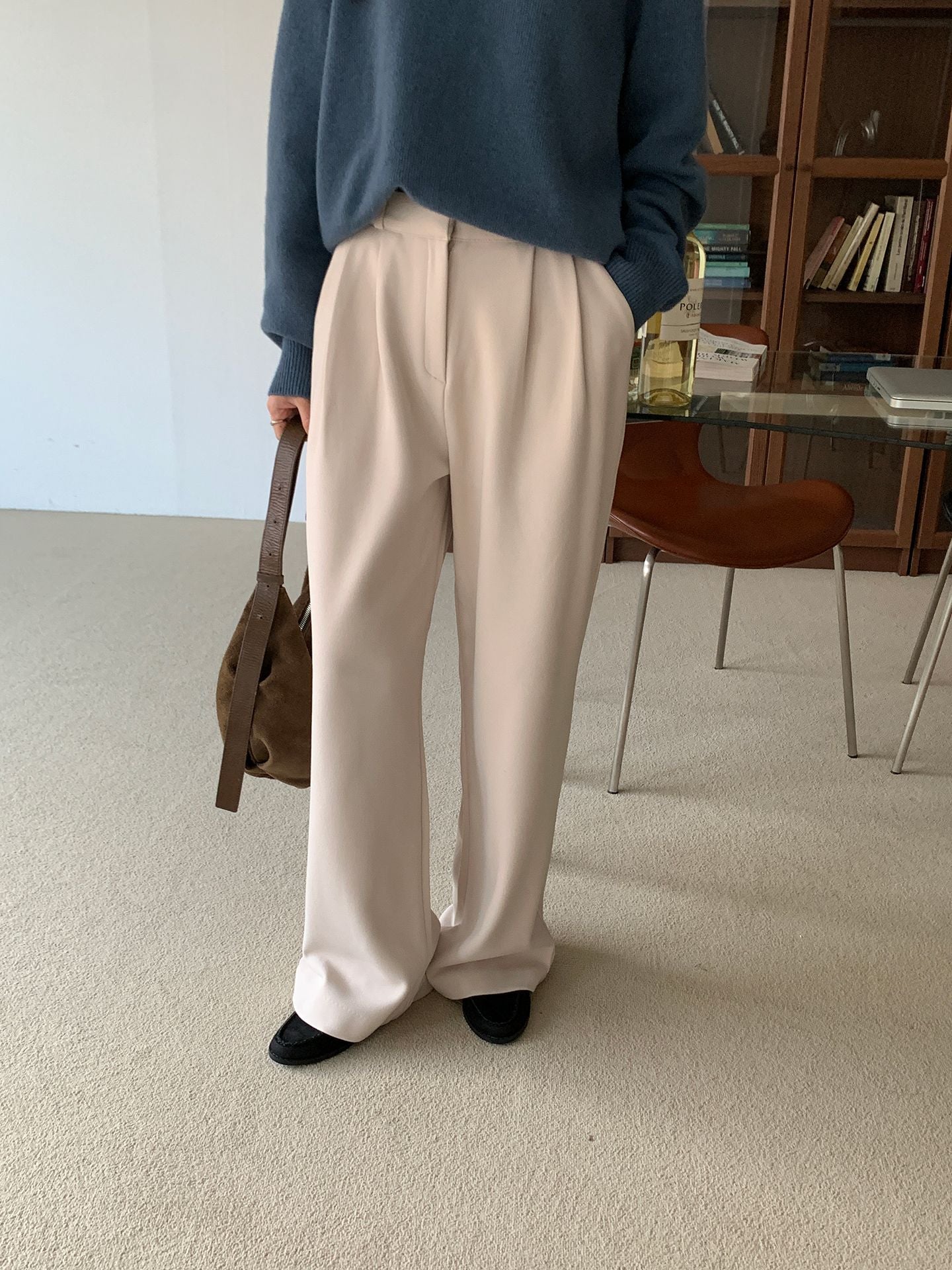 two-pin tuck wide gimo slacks-3col/ショート丈あり
