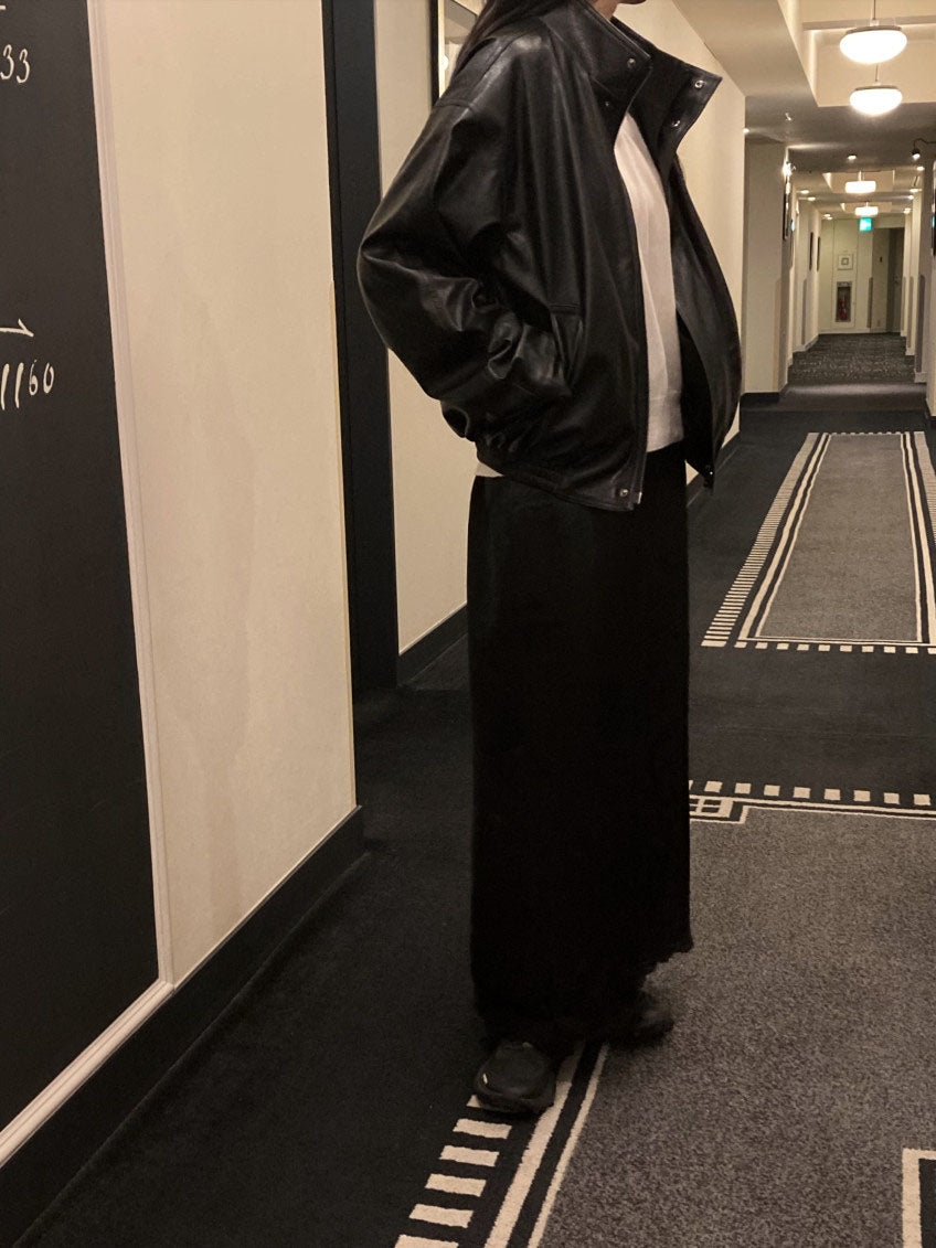 funnel leather jacket