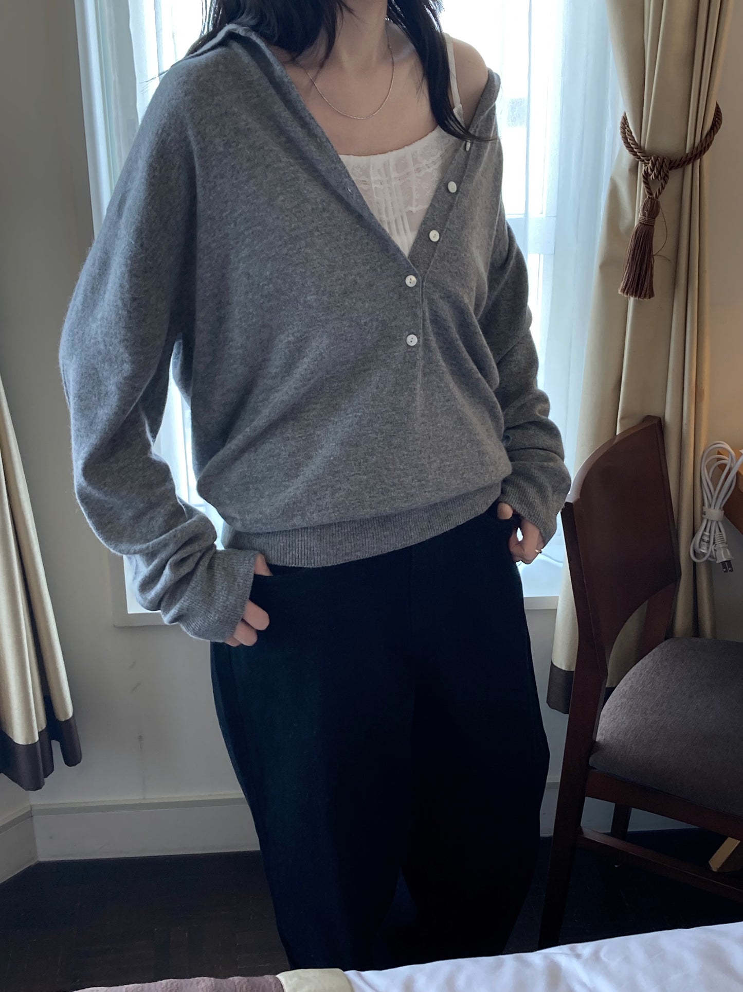 loen cash collar knit-2col