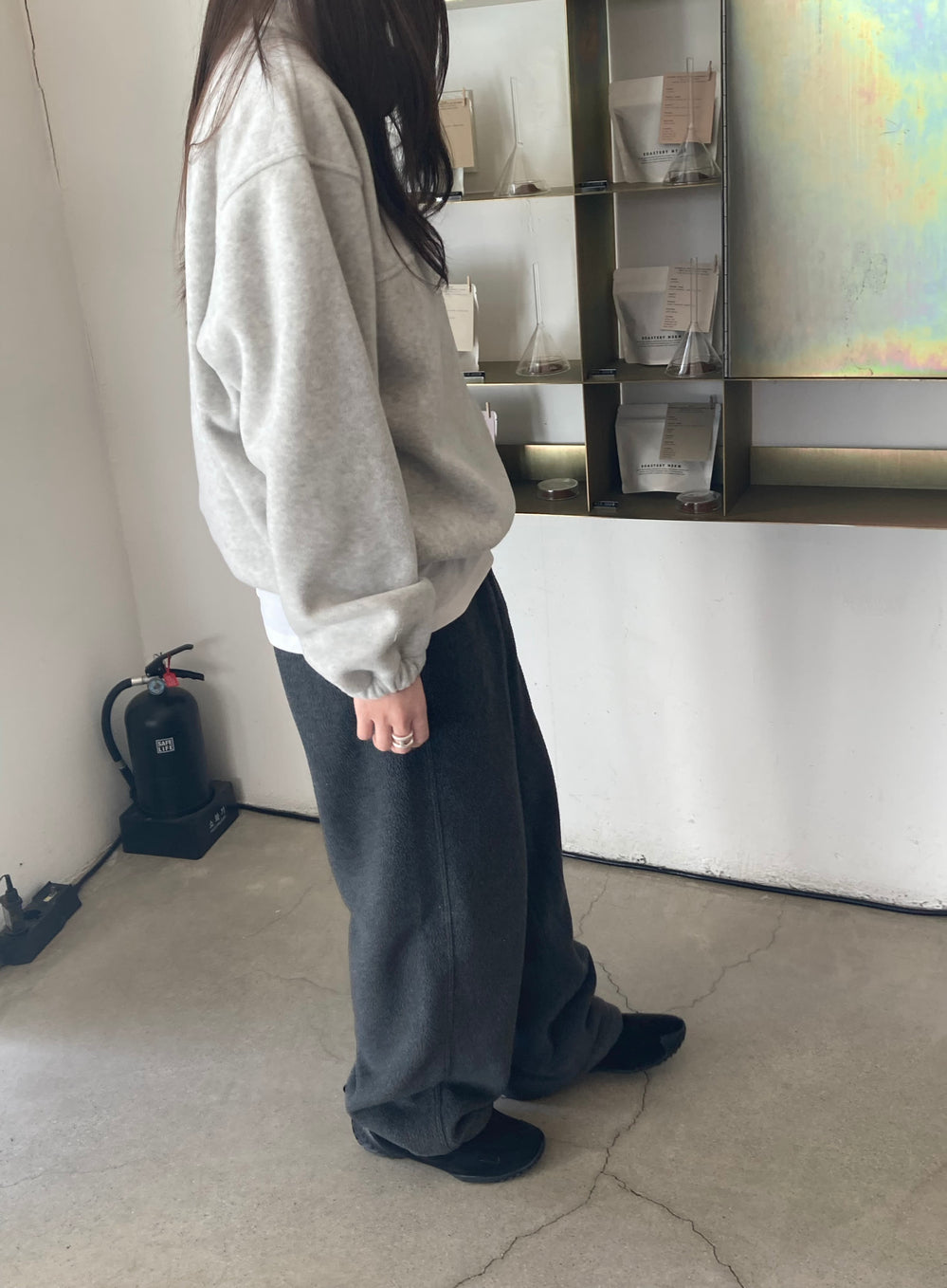 color-blocked half-zip up fleece anorak-2col