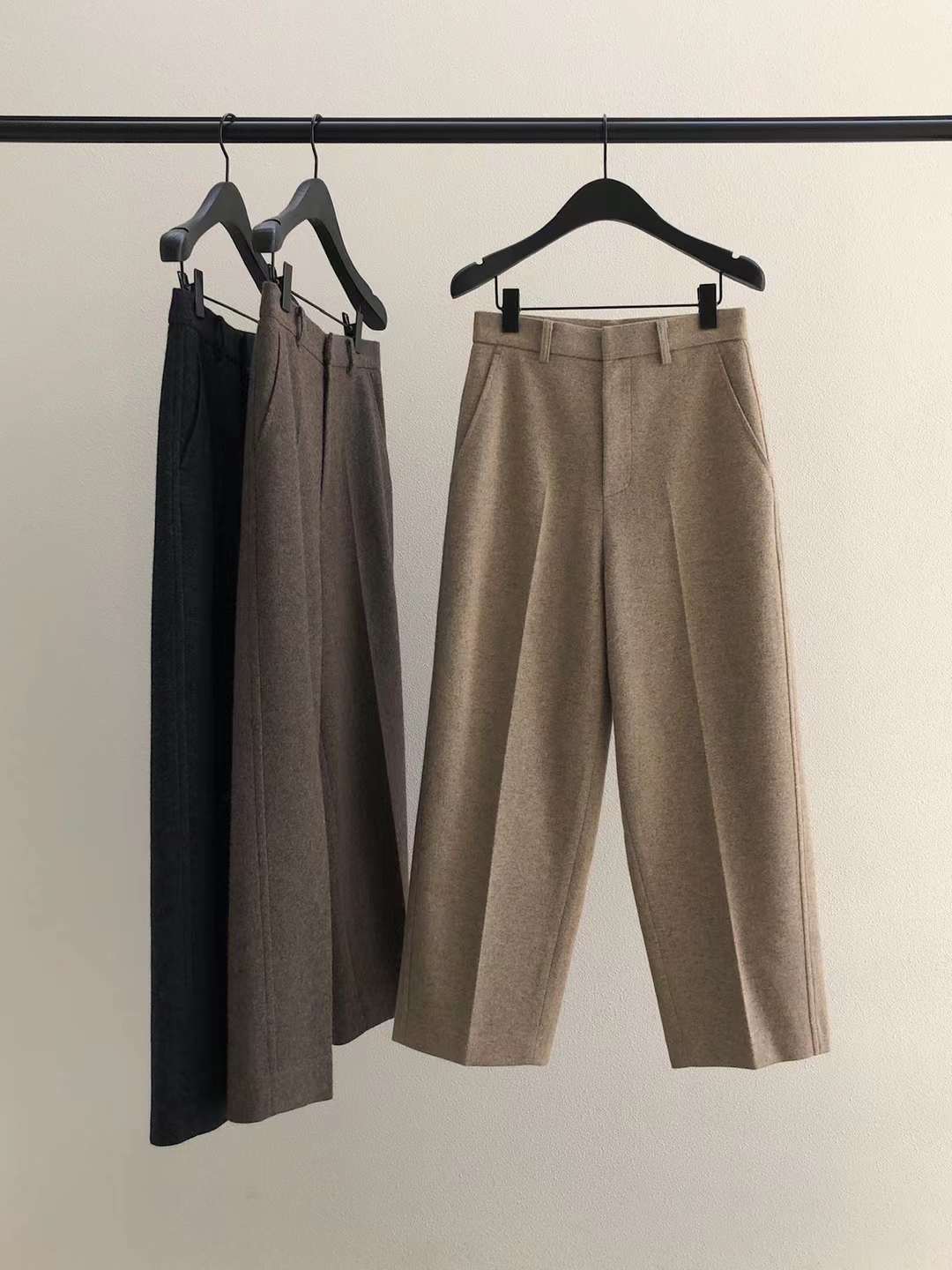 Ounce winter wool straight pants-3col