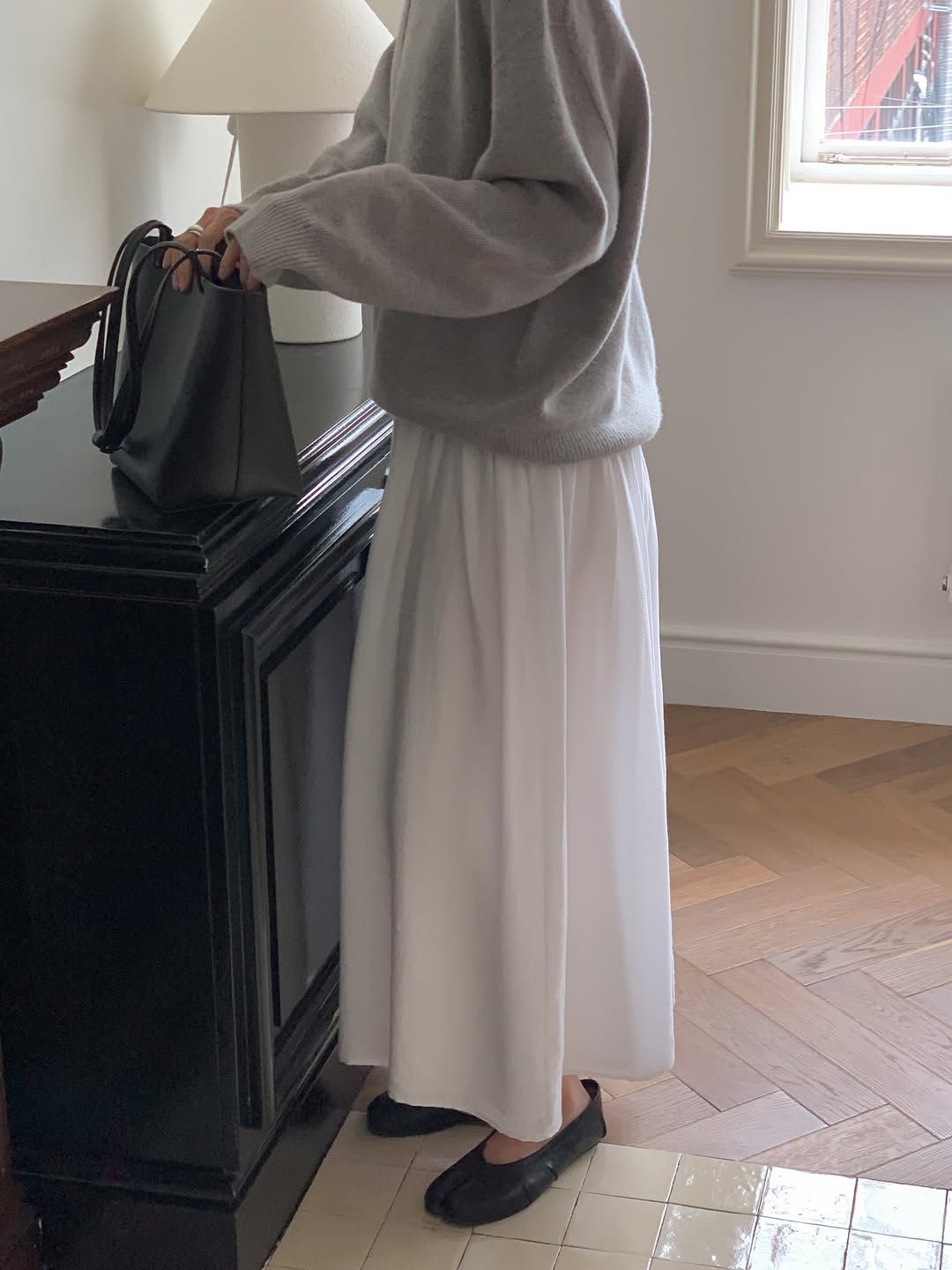 Bern volume shirring long skirt