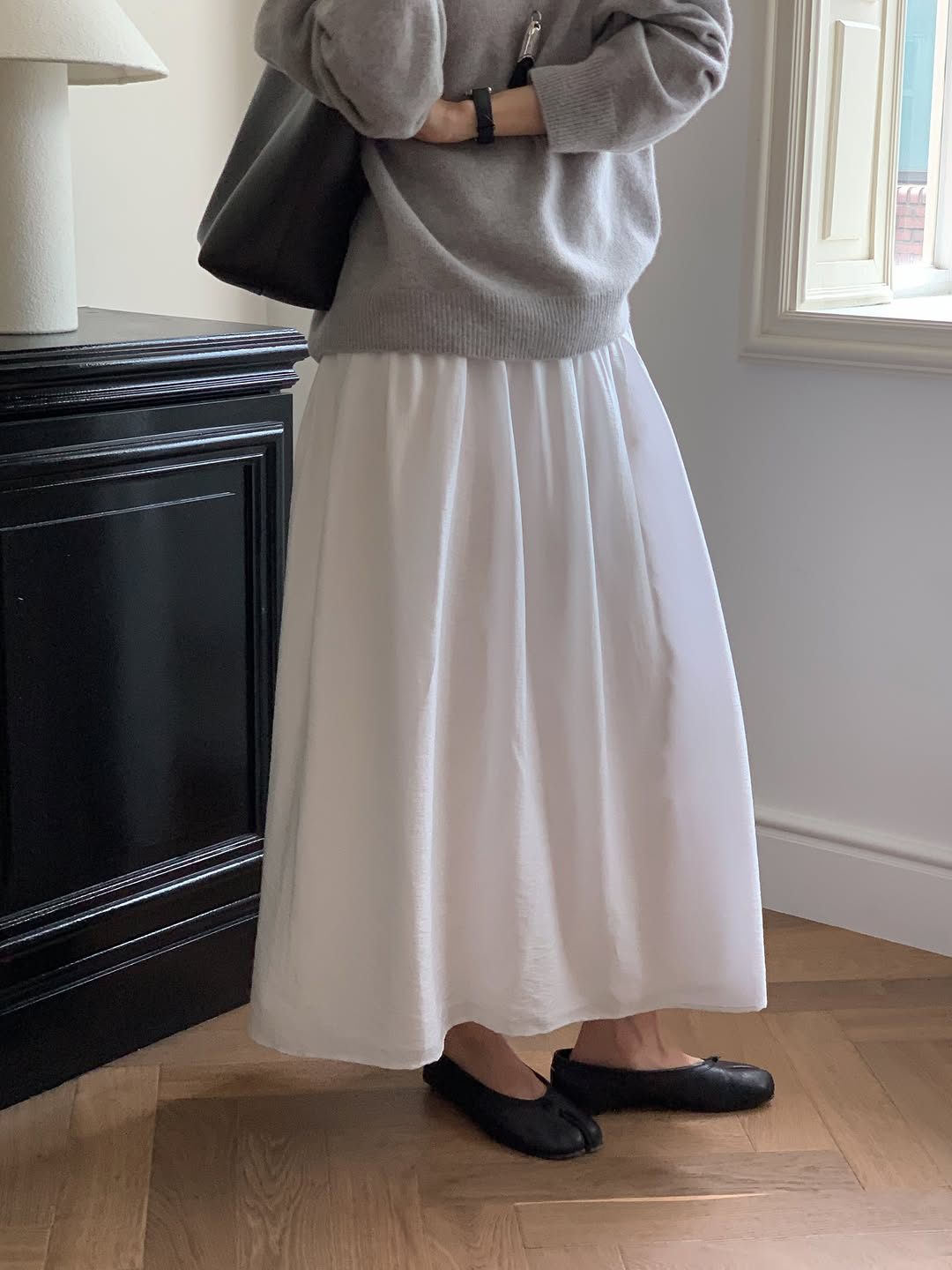 Bern volume shirring long skirt