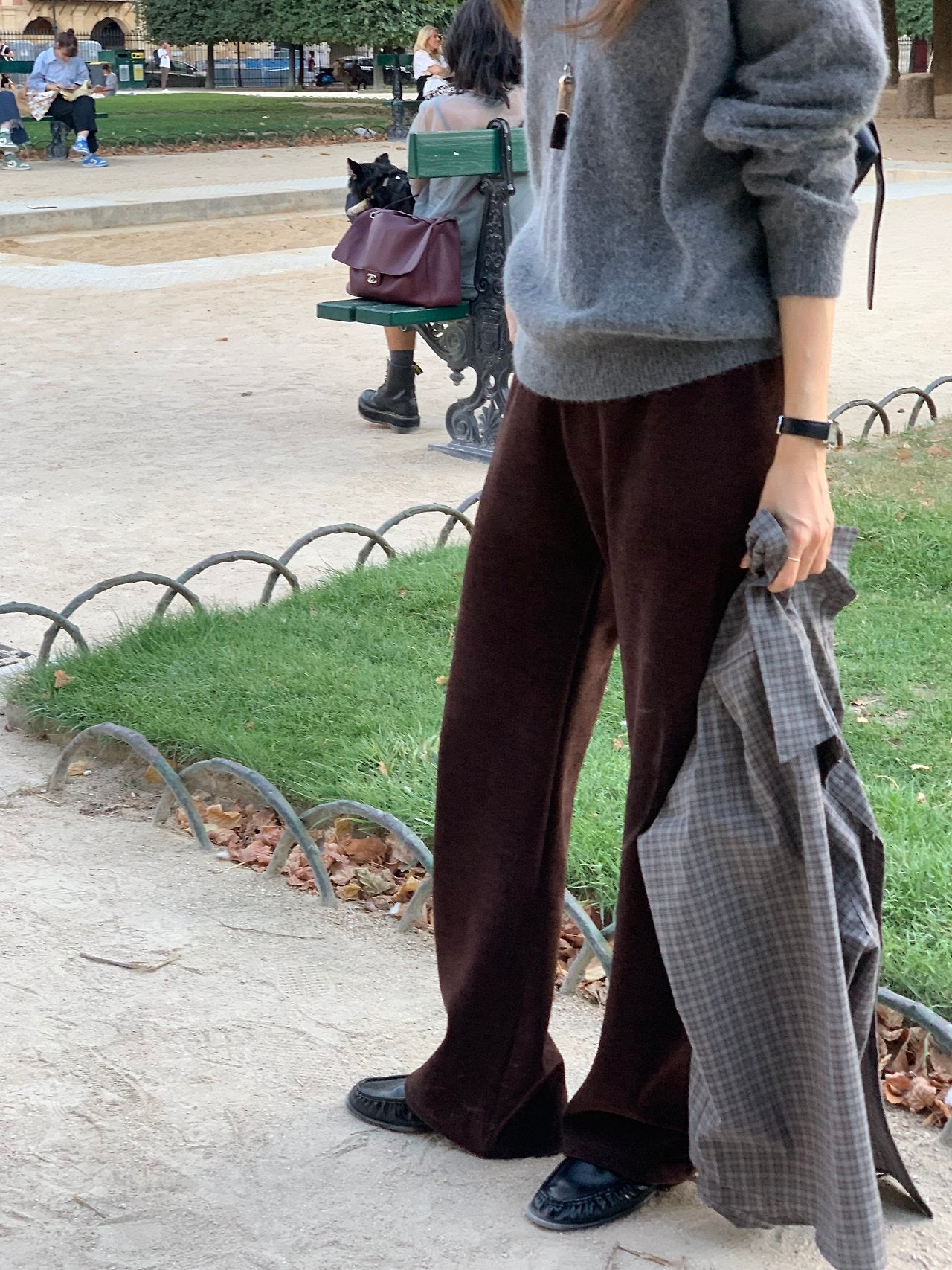 Velour corduroy banding pants-4col