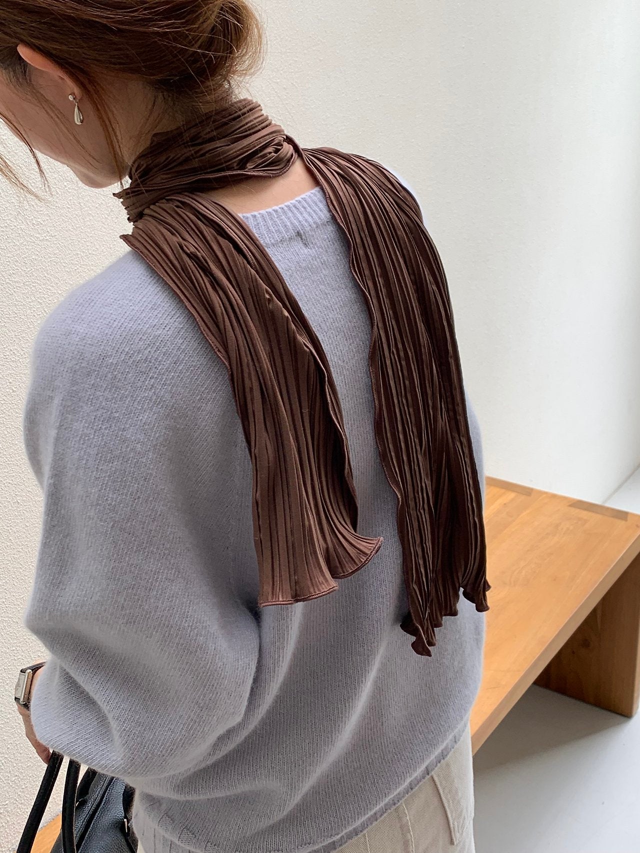 Plisse long scarf-3col