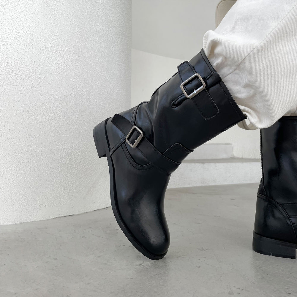 sol ankle buckle boots