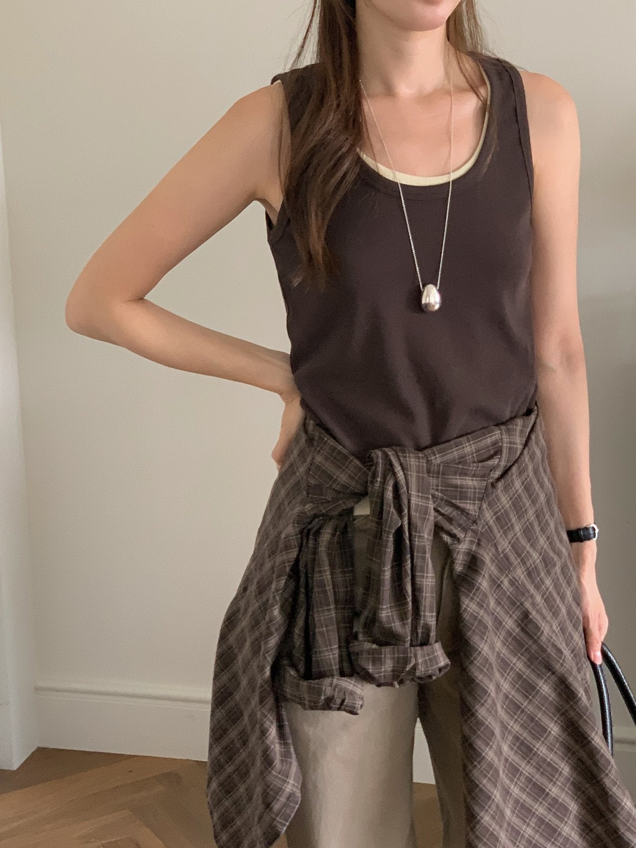 Line U-neck panel sleeveless-5col