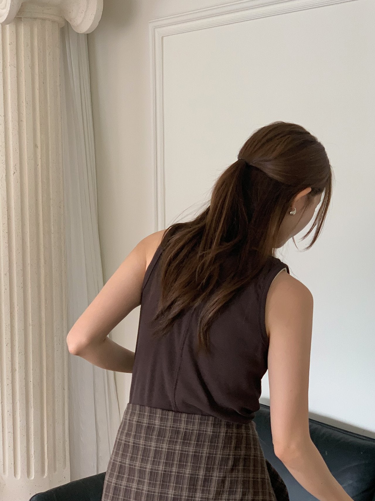 Line U-neck panel sleeveless-5col