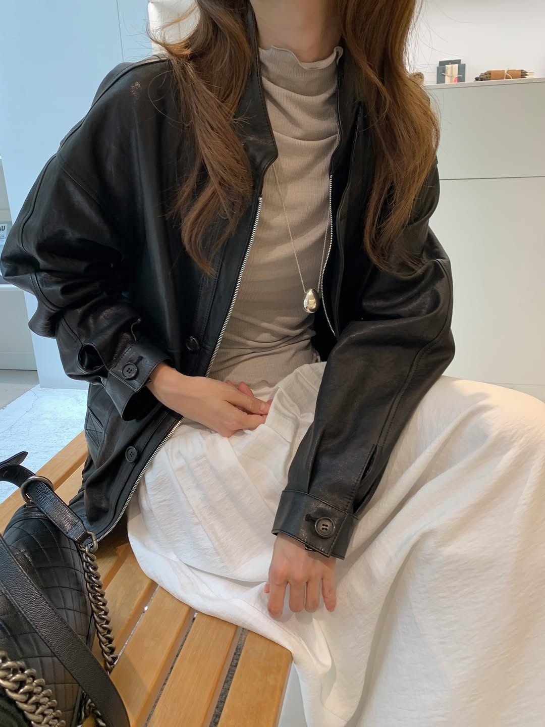 Bern volume shirring long skirt