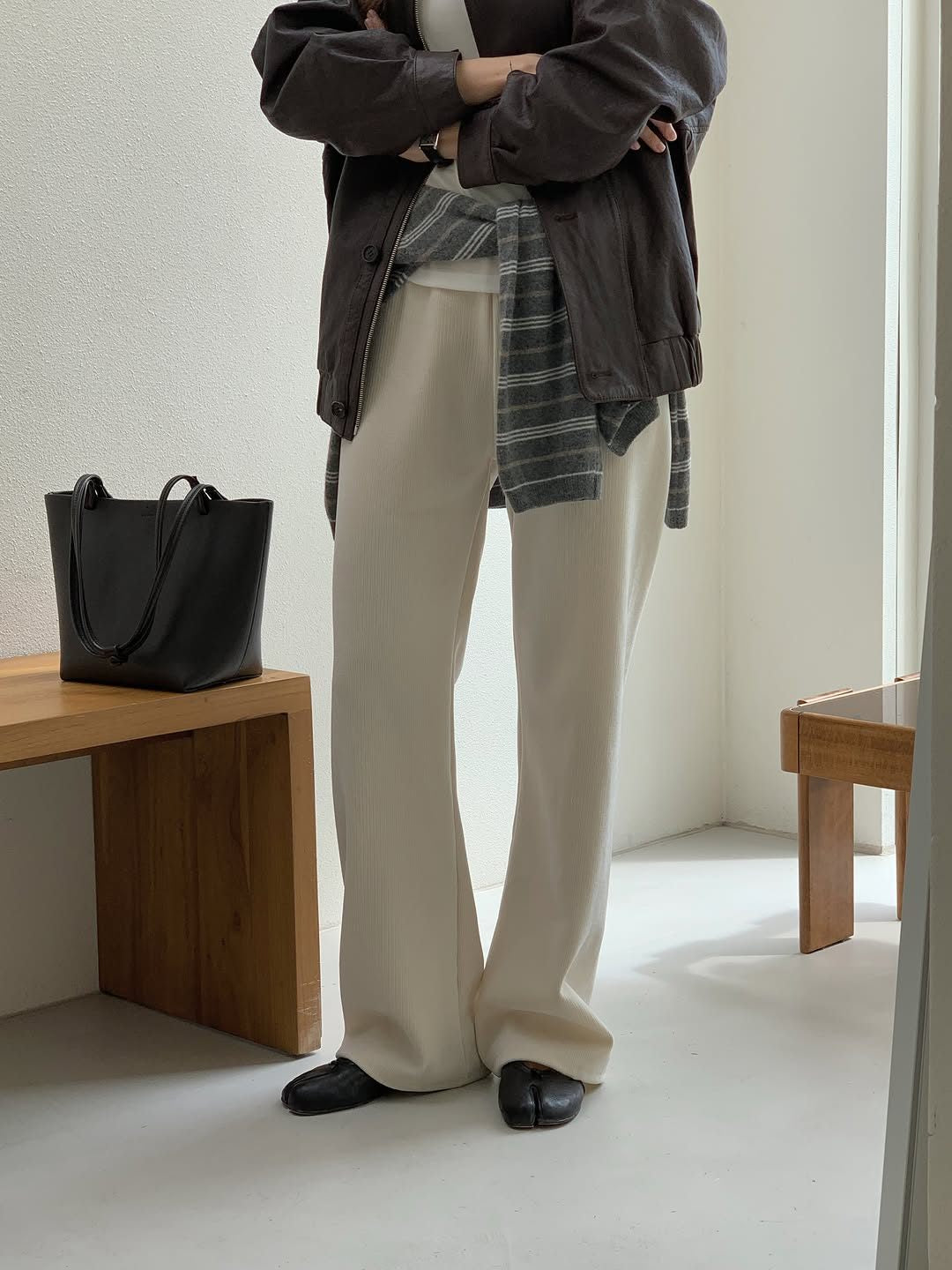 Velour corduroy banding pants-4col