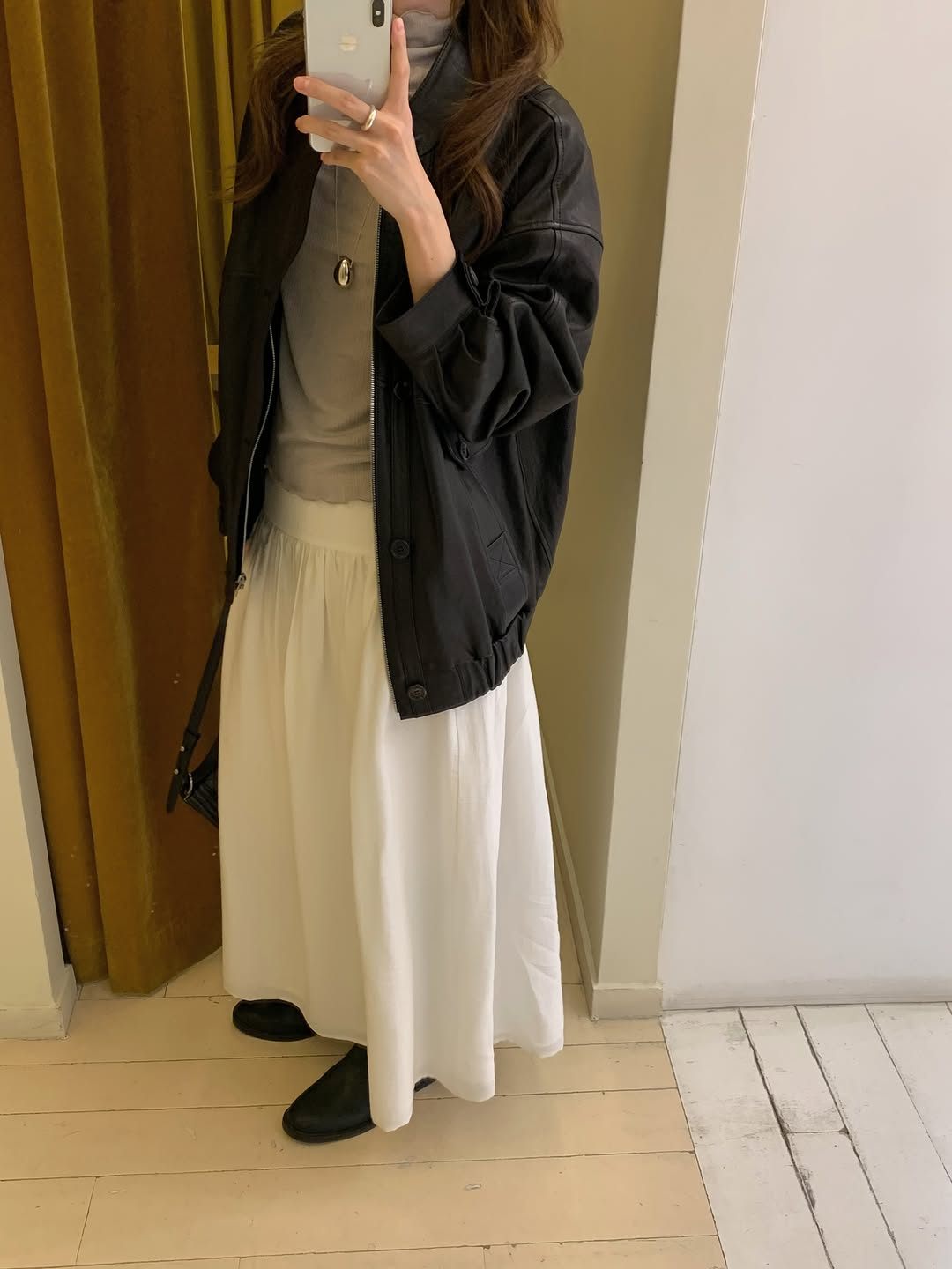 Bern volume shirring long skirt