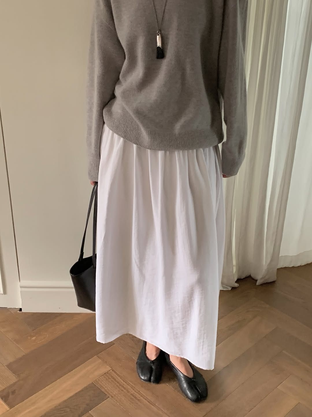 Bern volume shirring long skirt