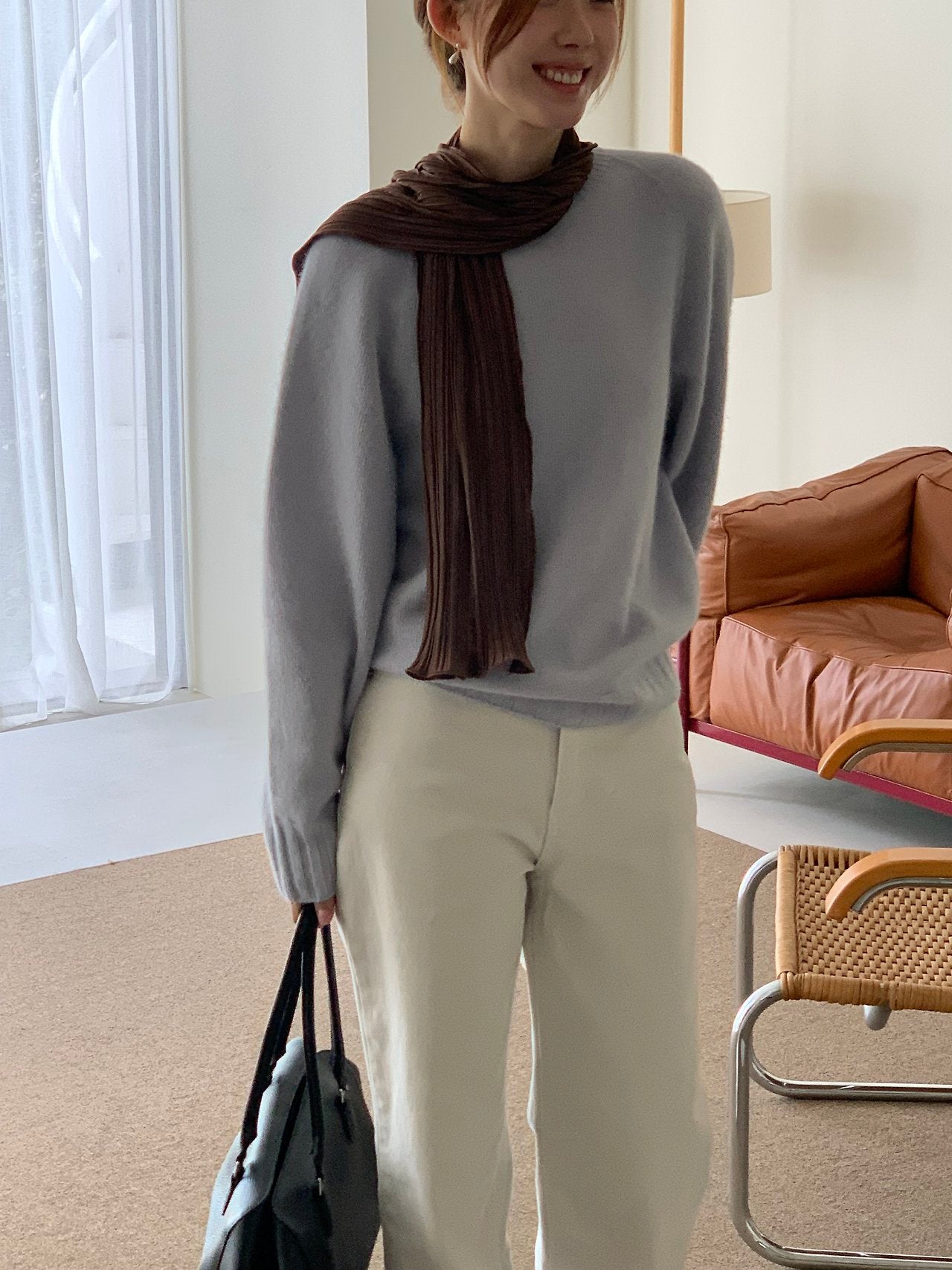 Plisse long scarf-3col