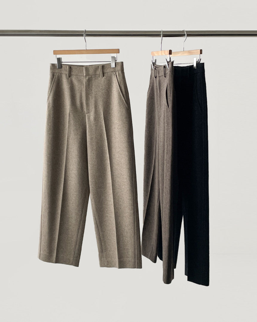 Ounce winter wool straight pants-3col