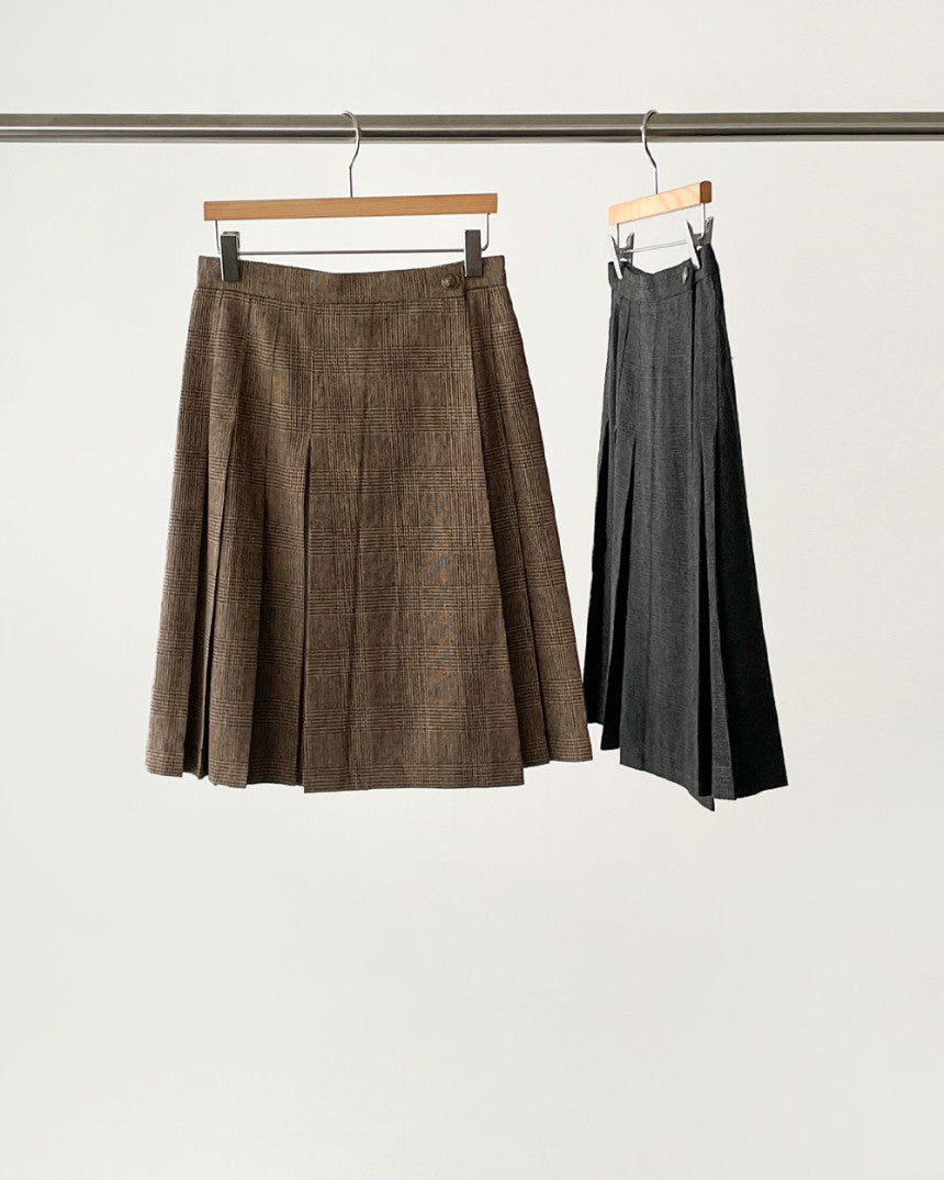 柄デザインチェックbom.select ounce kami u check skirt - ひざ