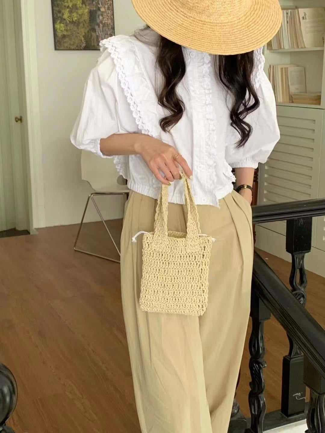 Straw daily tote bag-6col