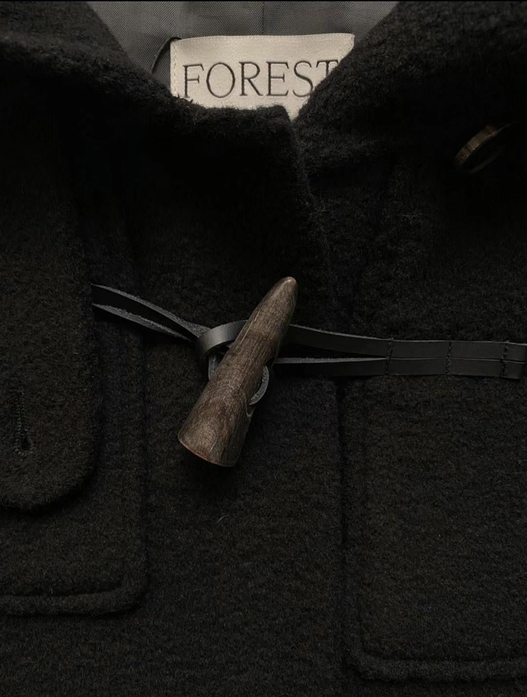 Forest duffle black handmade coat