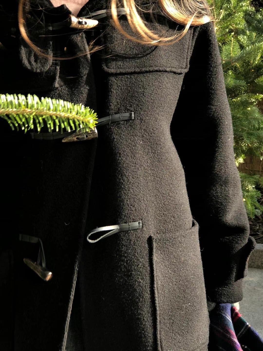 Forest duffle black handmade coat