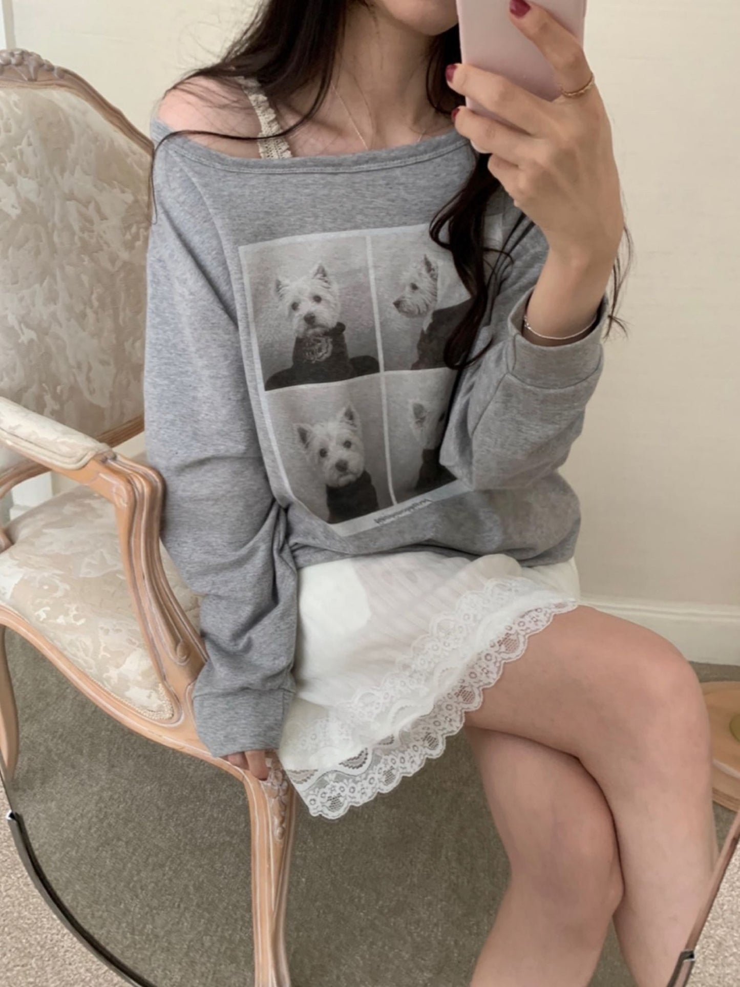 Chunky lace skirt-2col