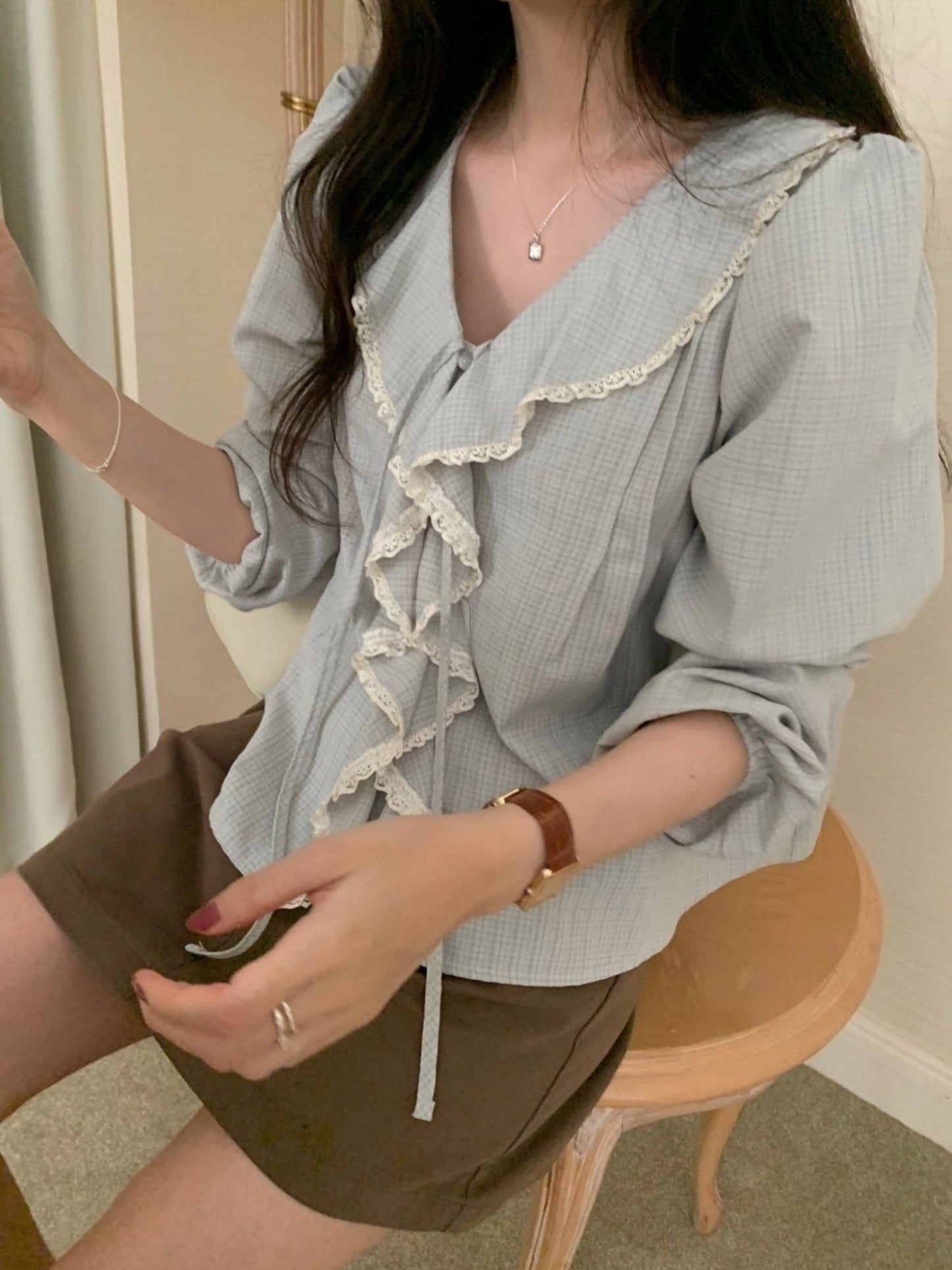 Nelly Check Blouse-2col