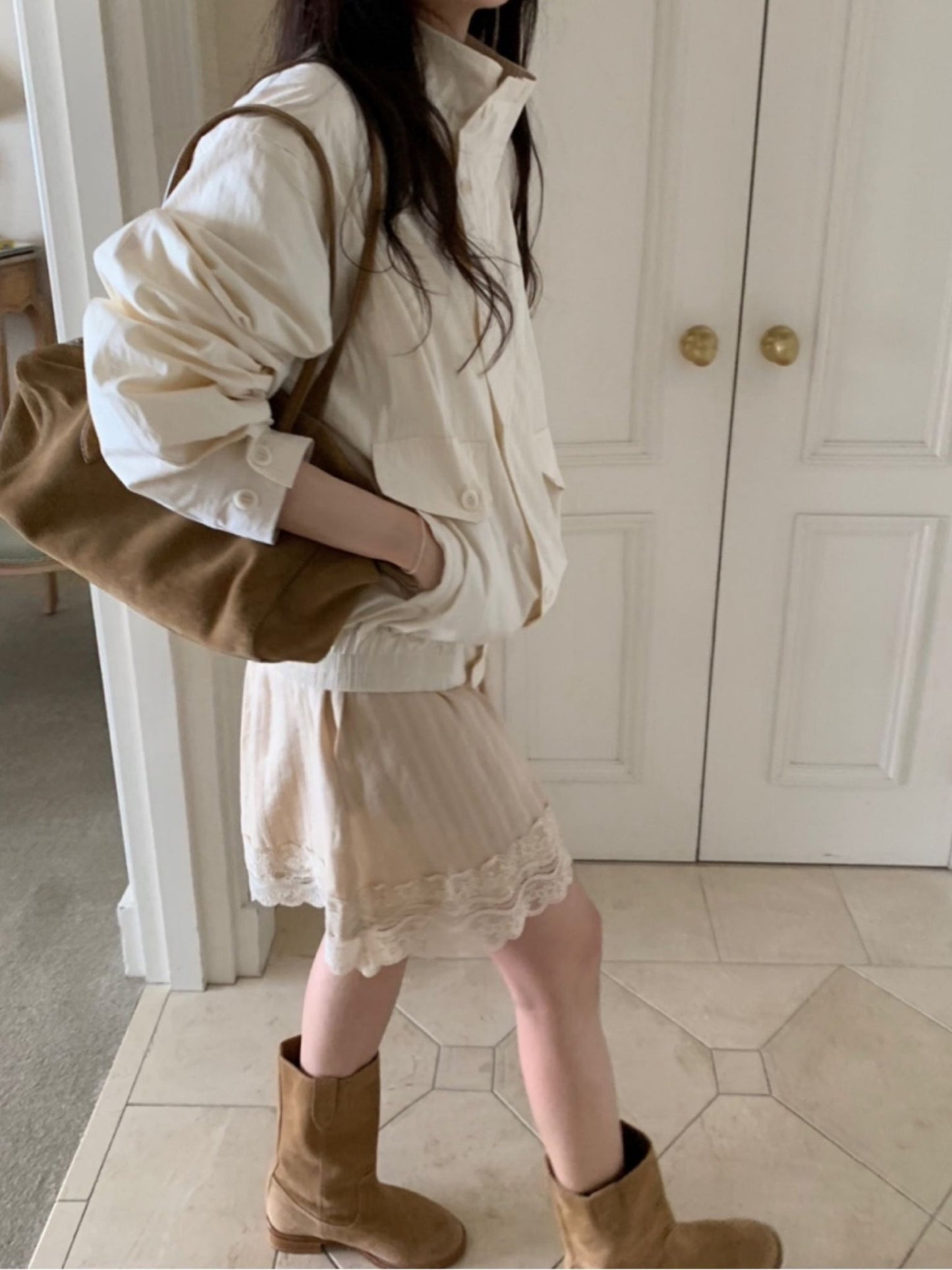 Chunky lace skirt-2col